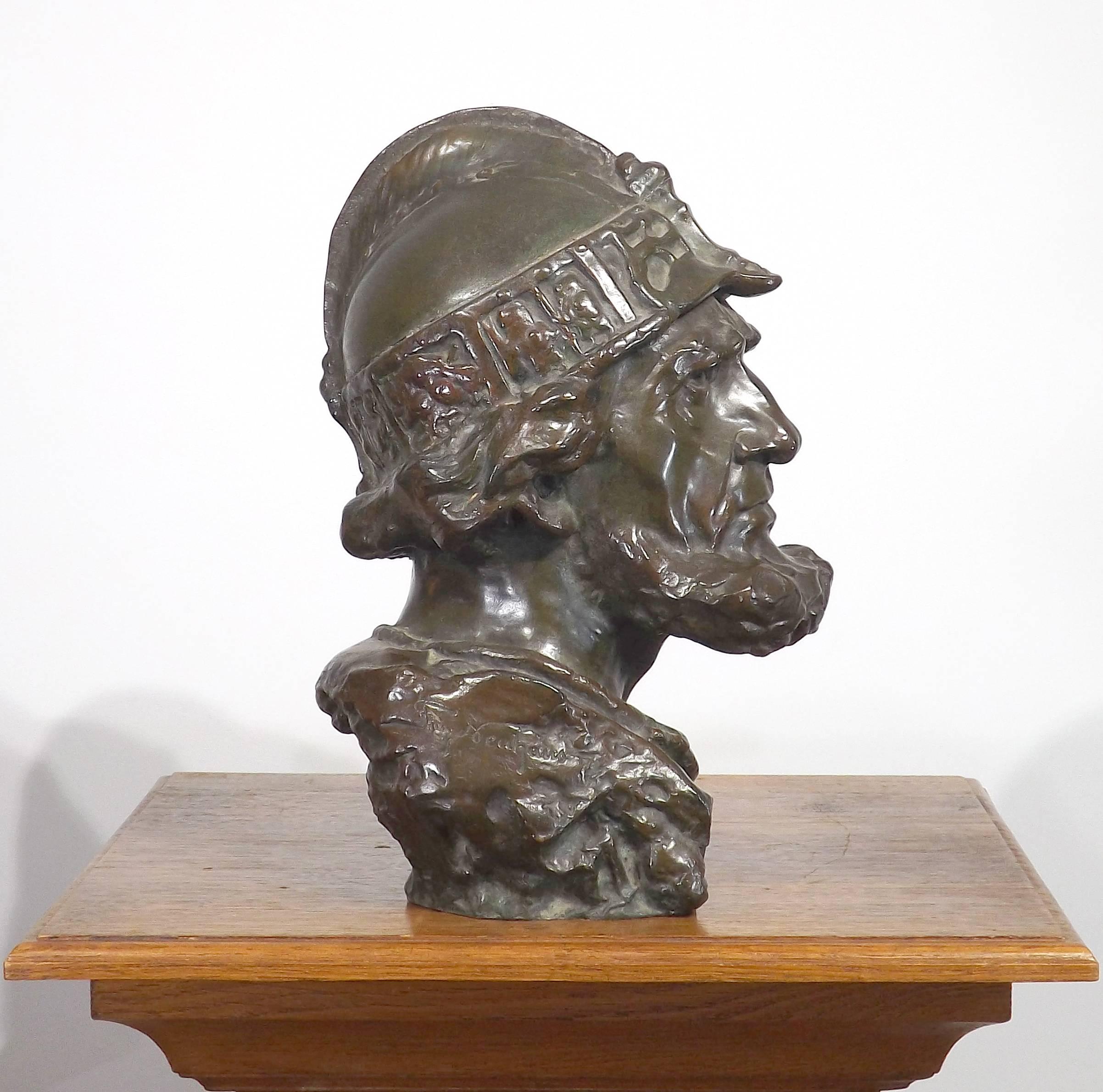 Viking bust by German artist Fritz Neuhaus (1852-1922), titled 'Wikinger' on the base.

Fritz Neuhaus was a German painter and professor of art. There is no mention of sculpting bronze, however the signature on this bronze is identical to those on