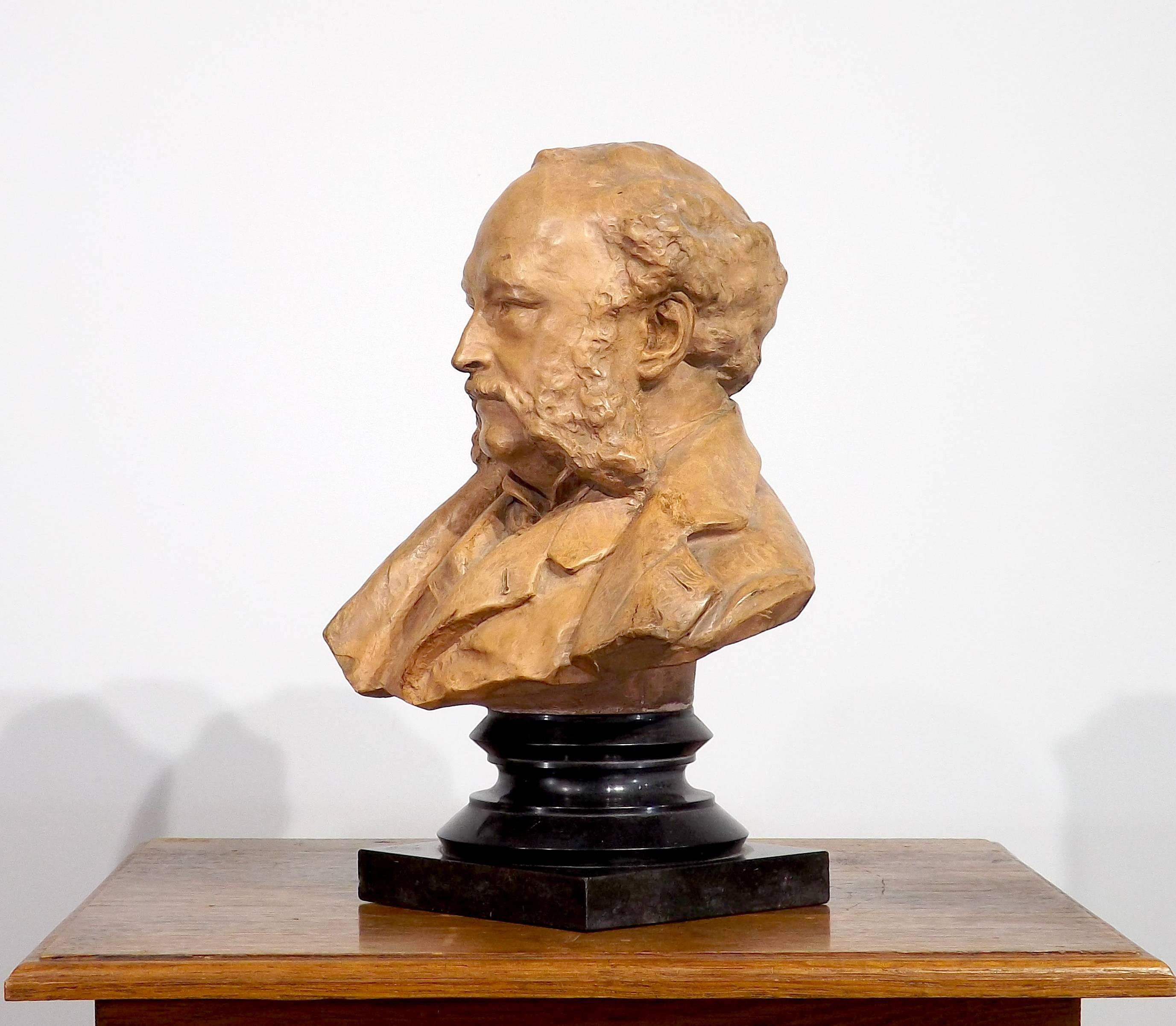 American Original Plaster Bust by Olin Levi Warner, Dated 1880 For Sale