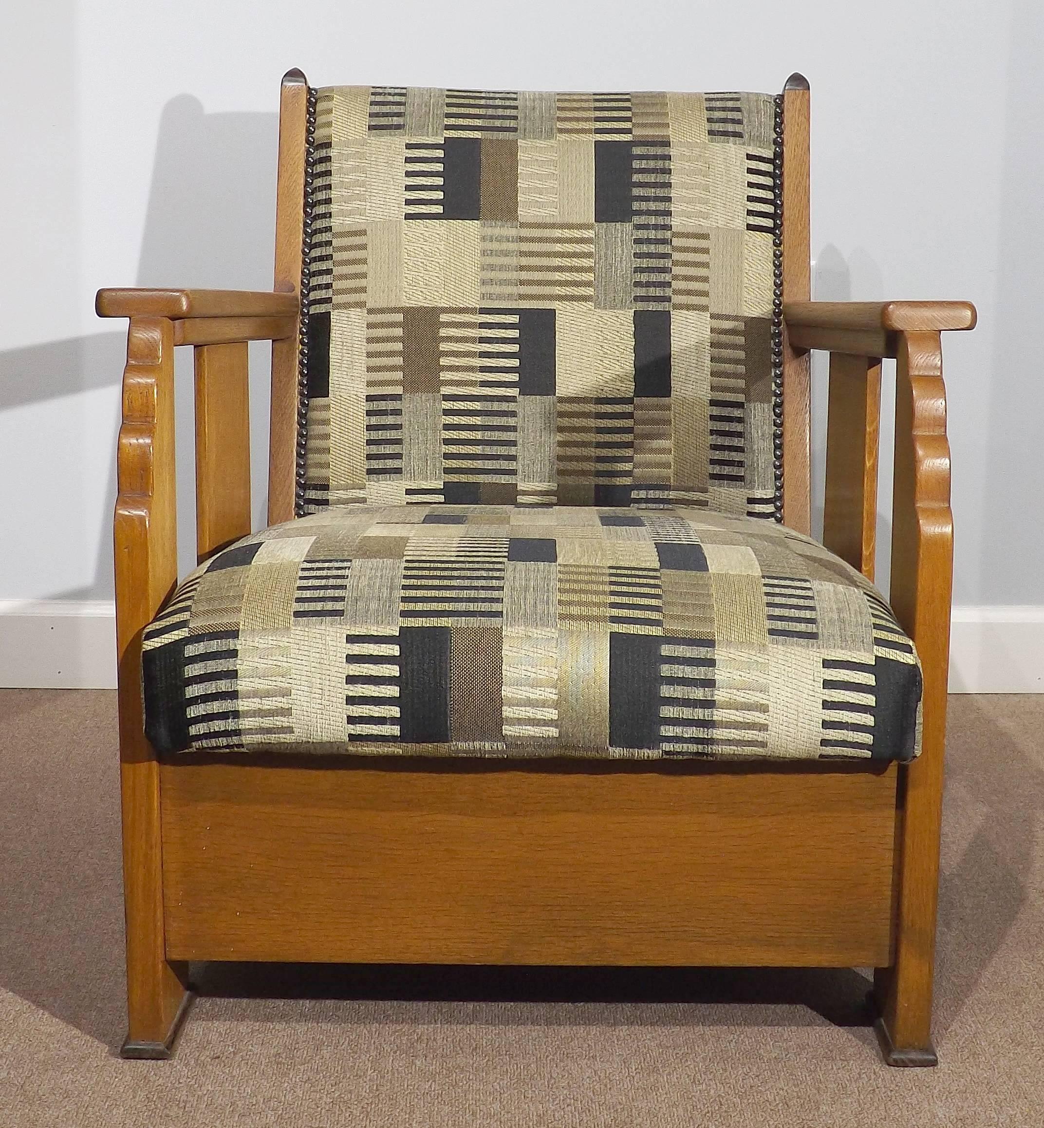 Dutch Amsterdam Modernist Oak and Ebony of Macassar Armchair