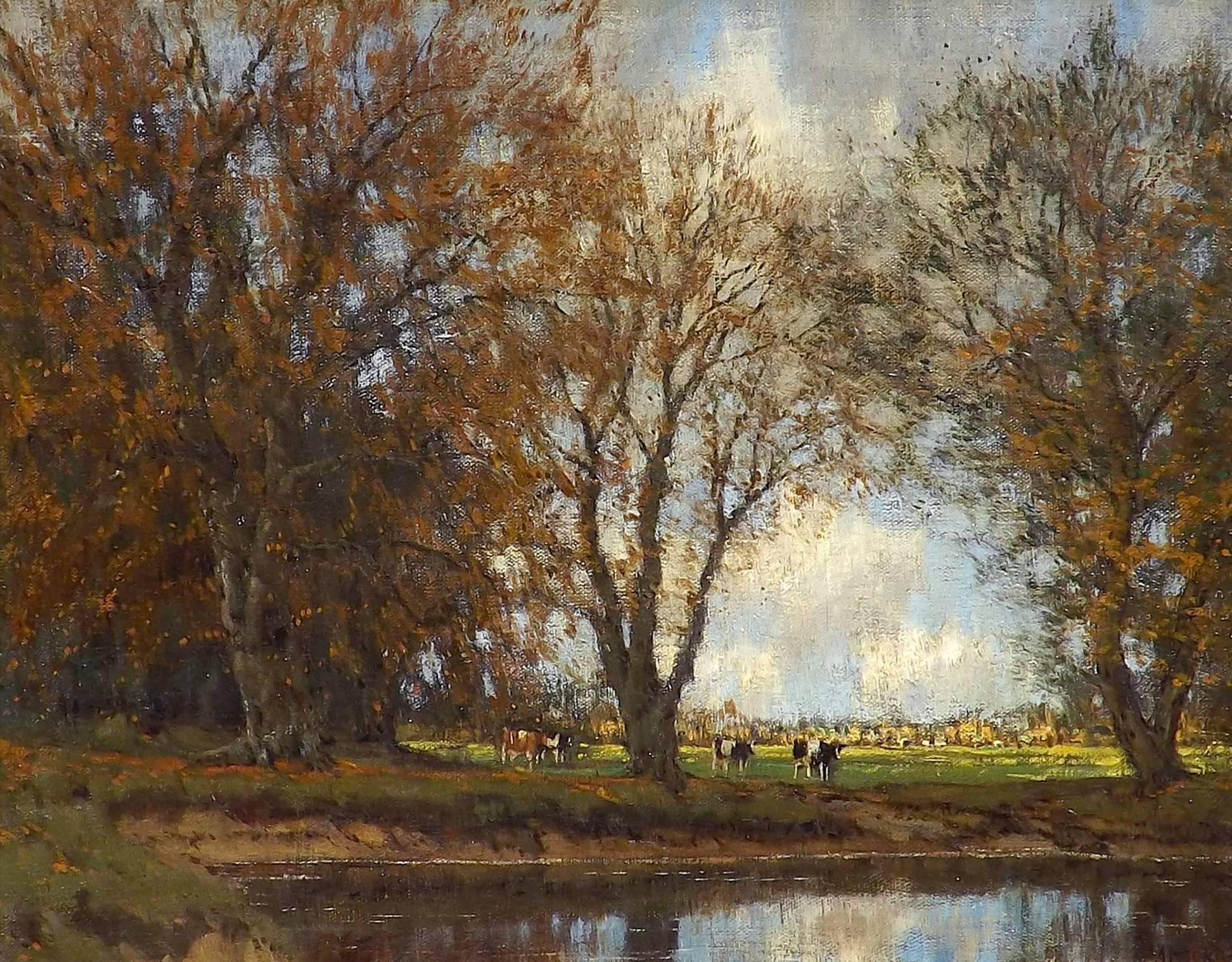 Excellent example of Arnold Marc Gorter's painting of the Achterhoek region of the Netherlands. This atmospheric oil on canvas leaves no question to the recognizable Dutch landscape.

Leading landscape painter who drew inspiration for his work