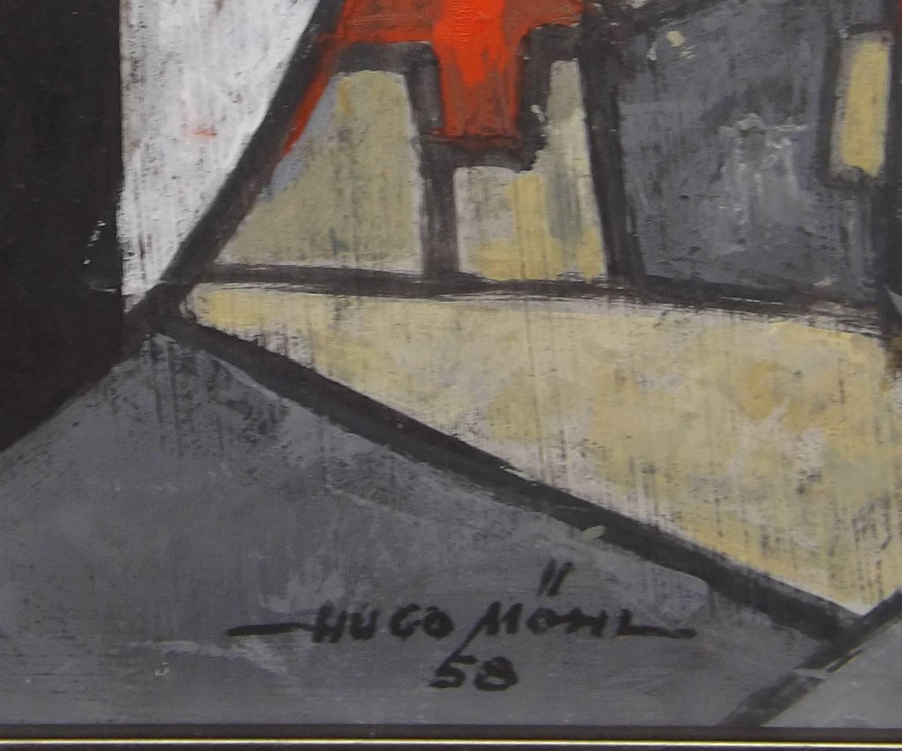 German  Mid-century Modern Painting by Hugo Mohl Titled 'Ordensritter', Dated 1958