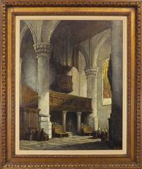 'Sunlit Church' Oil Painting by Adrianus Visser