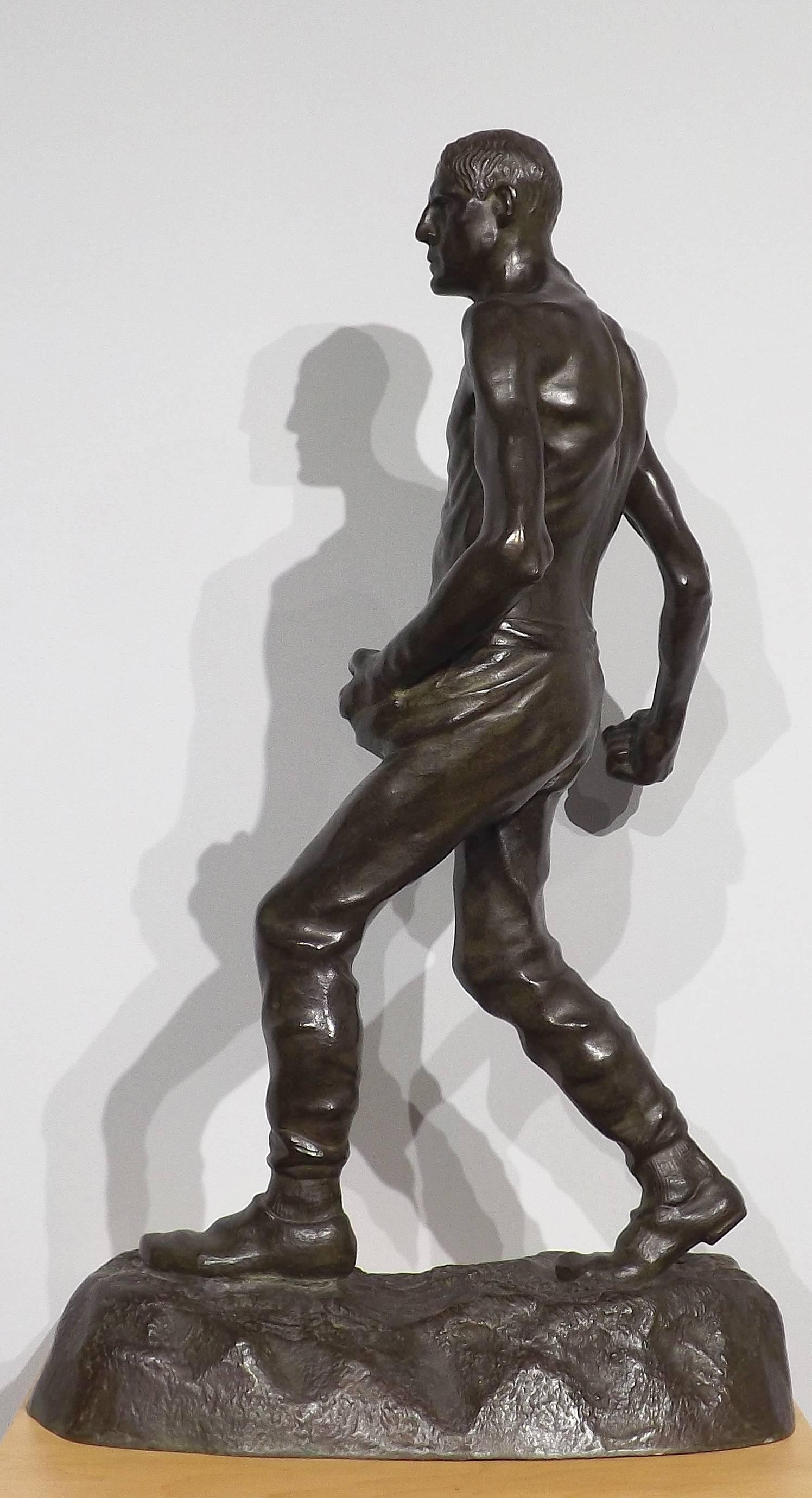 19th Century 'The Farmer' by Belgian Sculptor Jules Olest For Sale