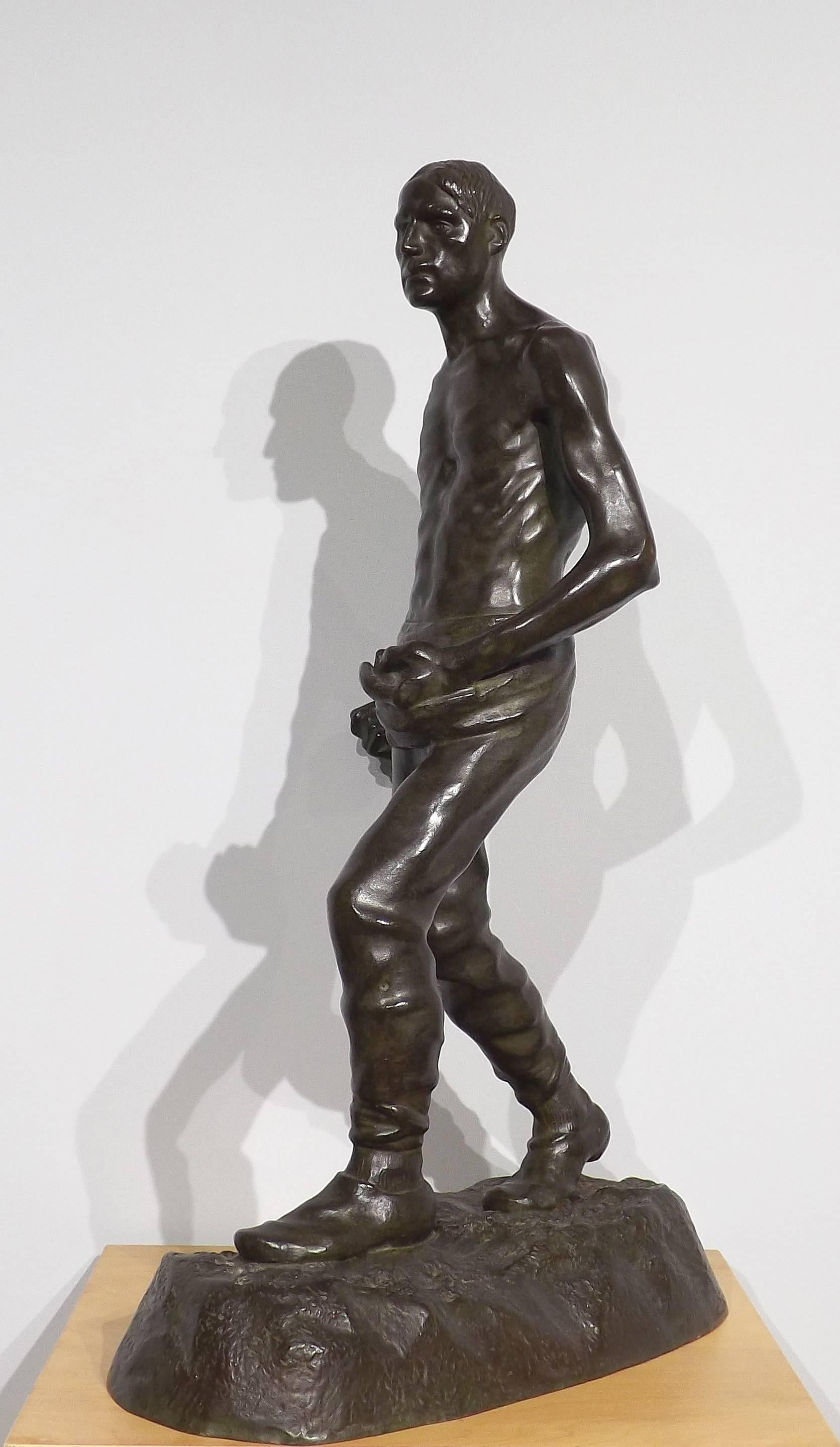 Bronze 'The Farmer' by Belgian Sculptor Jules Olest For Sale