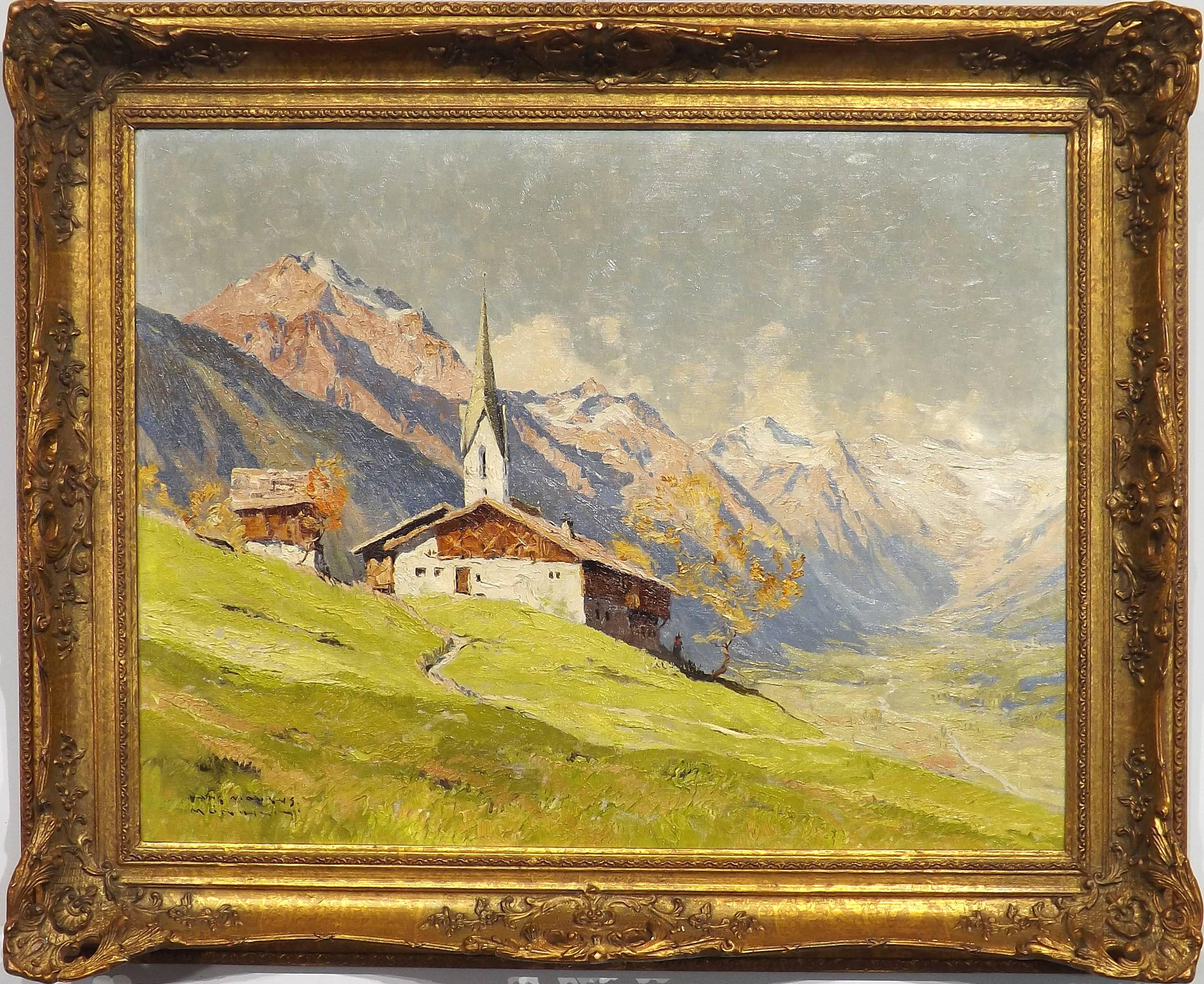A stunning scene of the Alps by German painter Hans Maurus. The small village of Bichlbach can be seen down in the valley.

Maurus was born in 1901 and along with his friend and mentor E.H. Compton was considered one of the last four 'aces' to