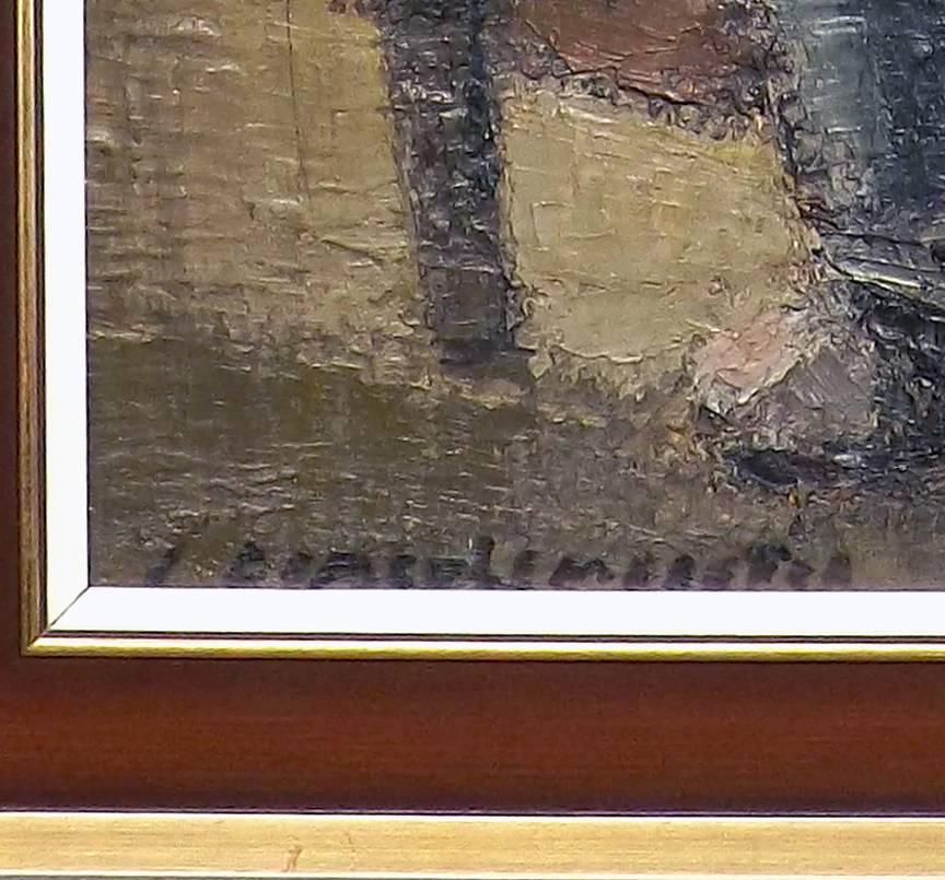 Painted 'Accordion Player' by Belgian Artist Jules De Meulemeester