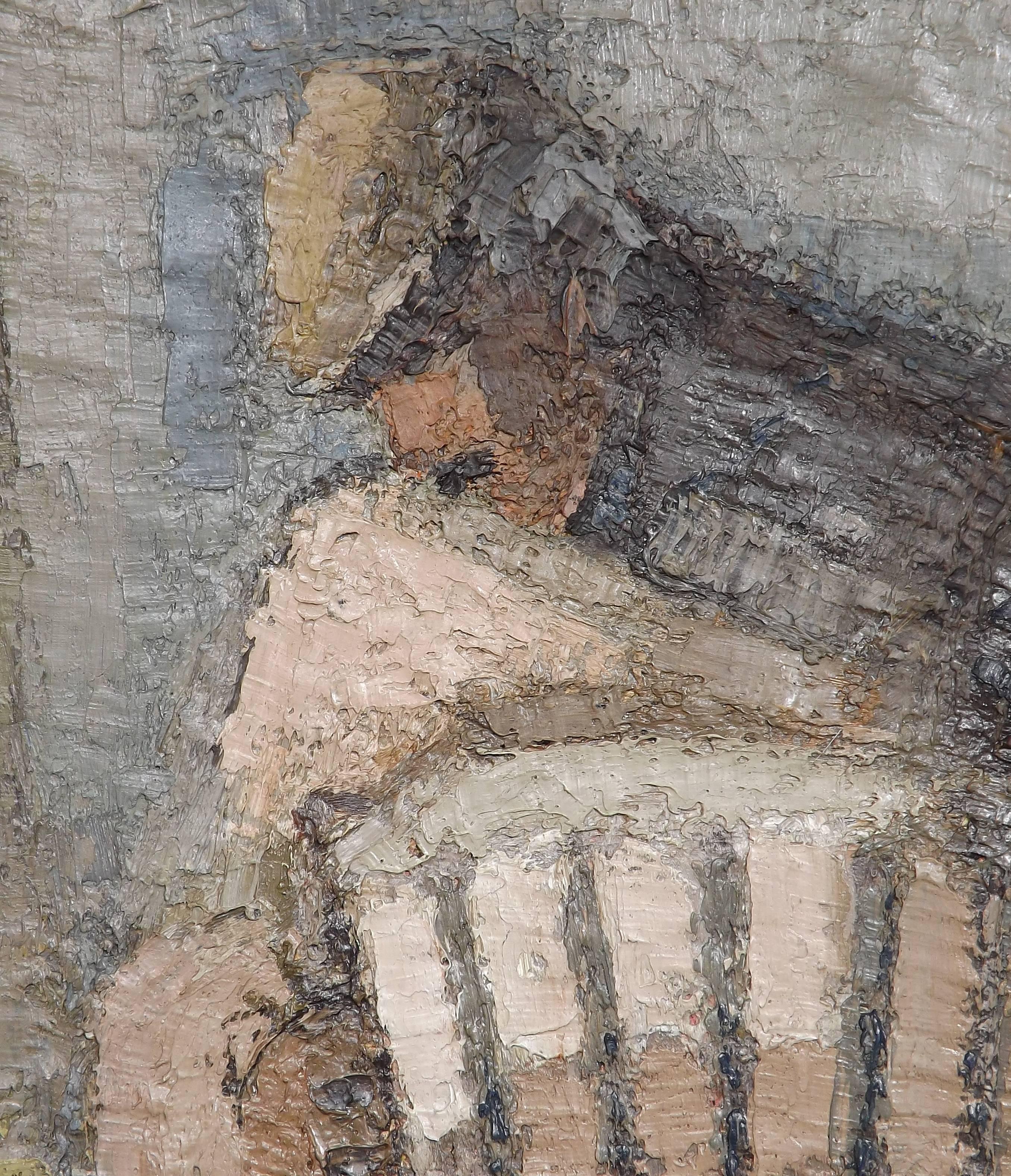 'Accordion Player' by Belgian Artist Jules De Meulemeester In Good Condition In Charlevoix, MI