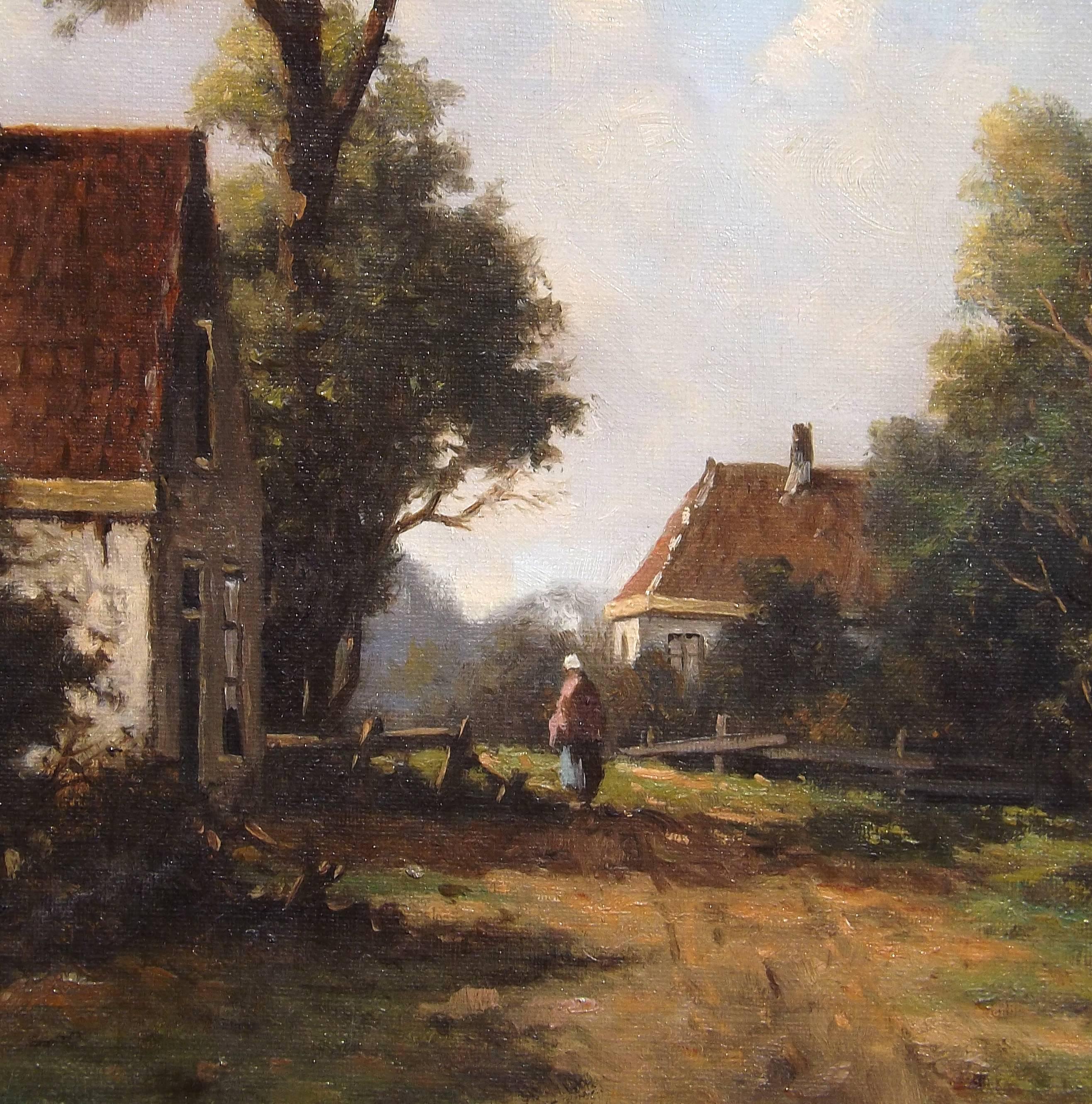 Painted 'An Old Country Lane' Painting by Dutch Painter Adriaan Geijp