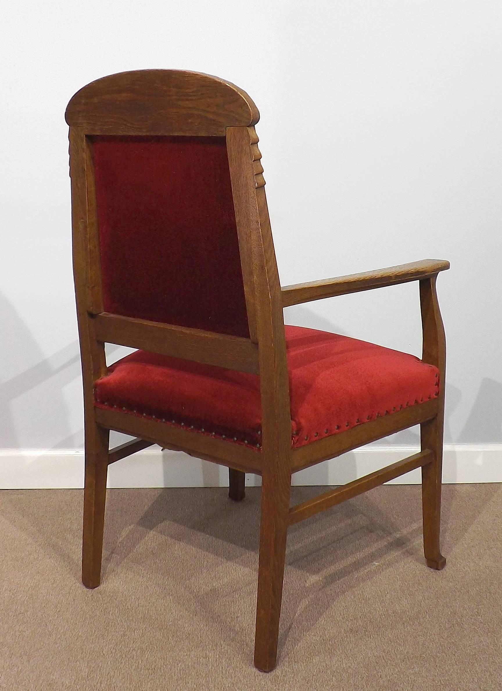Carved Amsterdam Modernist Armchair, circa 1905 For Sale