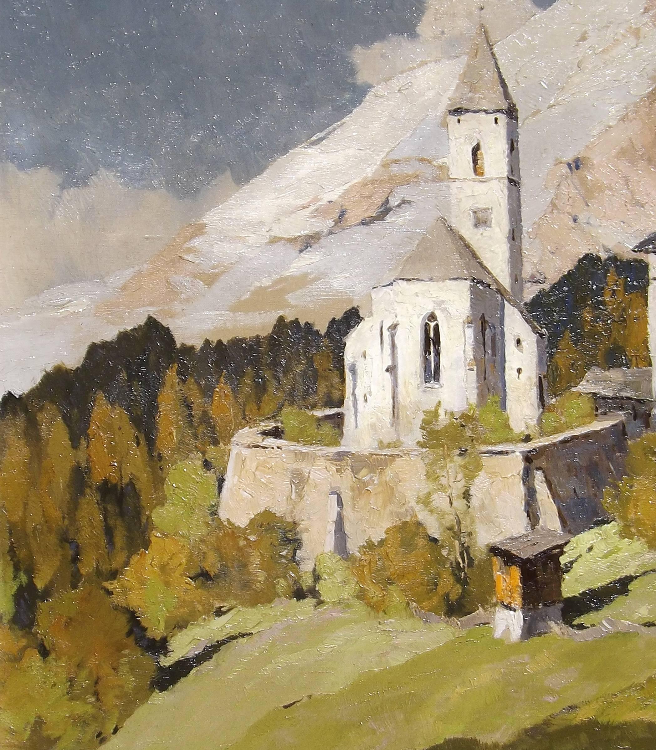 Austrian 'Chapel at Pürgg, Austria' by Munich School Artist Hans Maurus For Sale