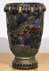 Belgian Mid-Century Guerin Vase with Fox Motif