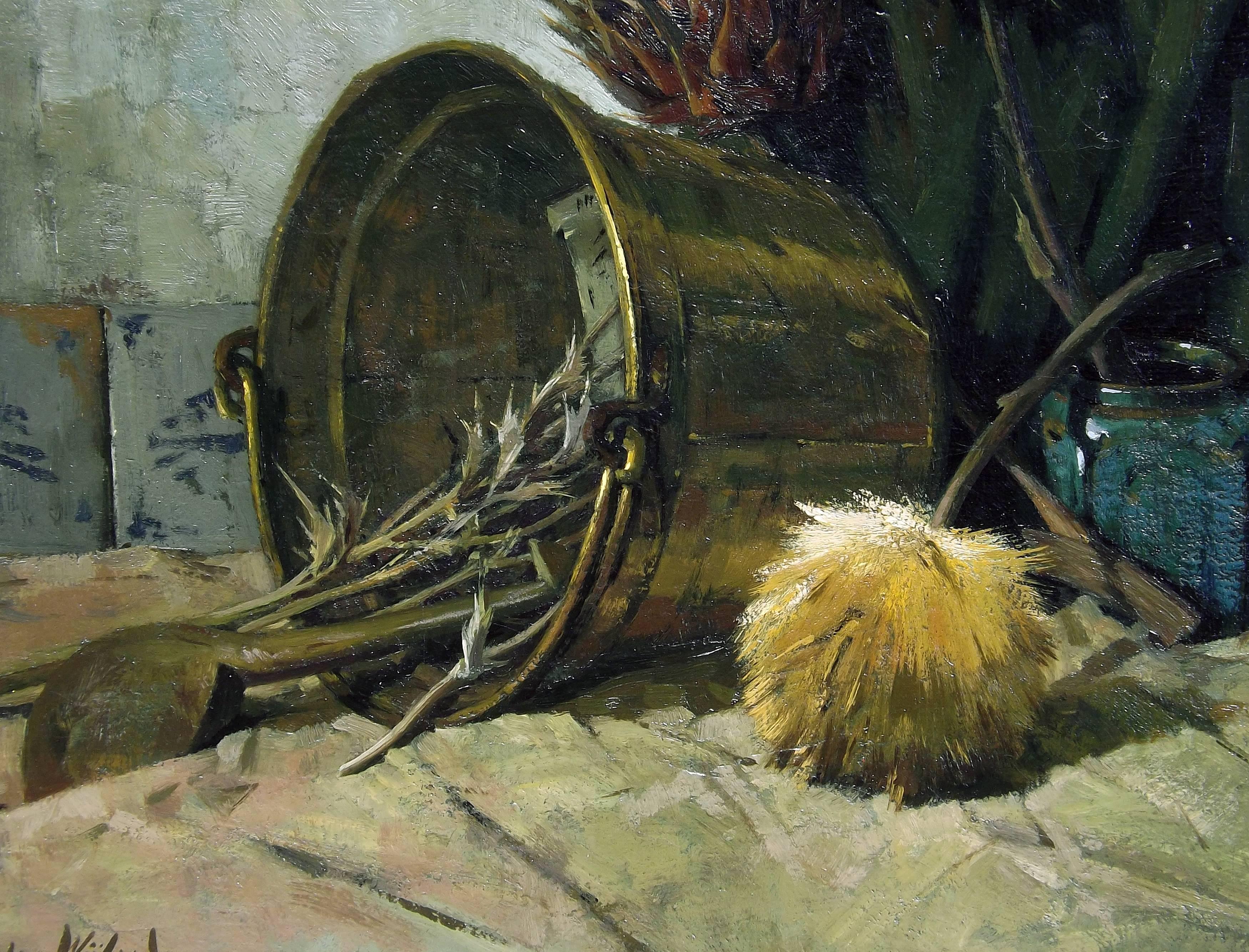 'Copper Bucket' Oil Painting by Gerard van Wijland In Excellent Condition In Charlevoix, MI