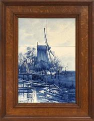 1892 Hand-Painted Framed Delft Blue Tiles