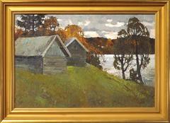 'On the Lake' Soviet Era Painting by Alexander Kremer