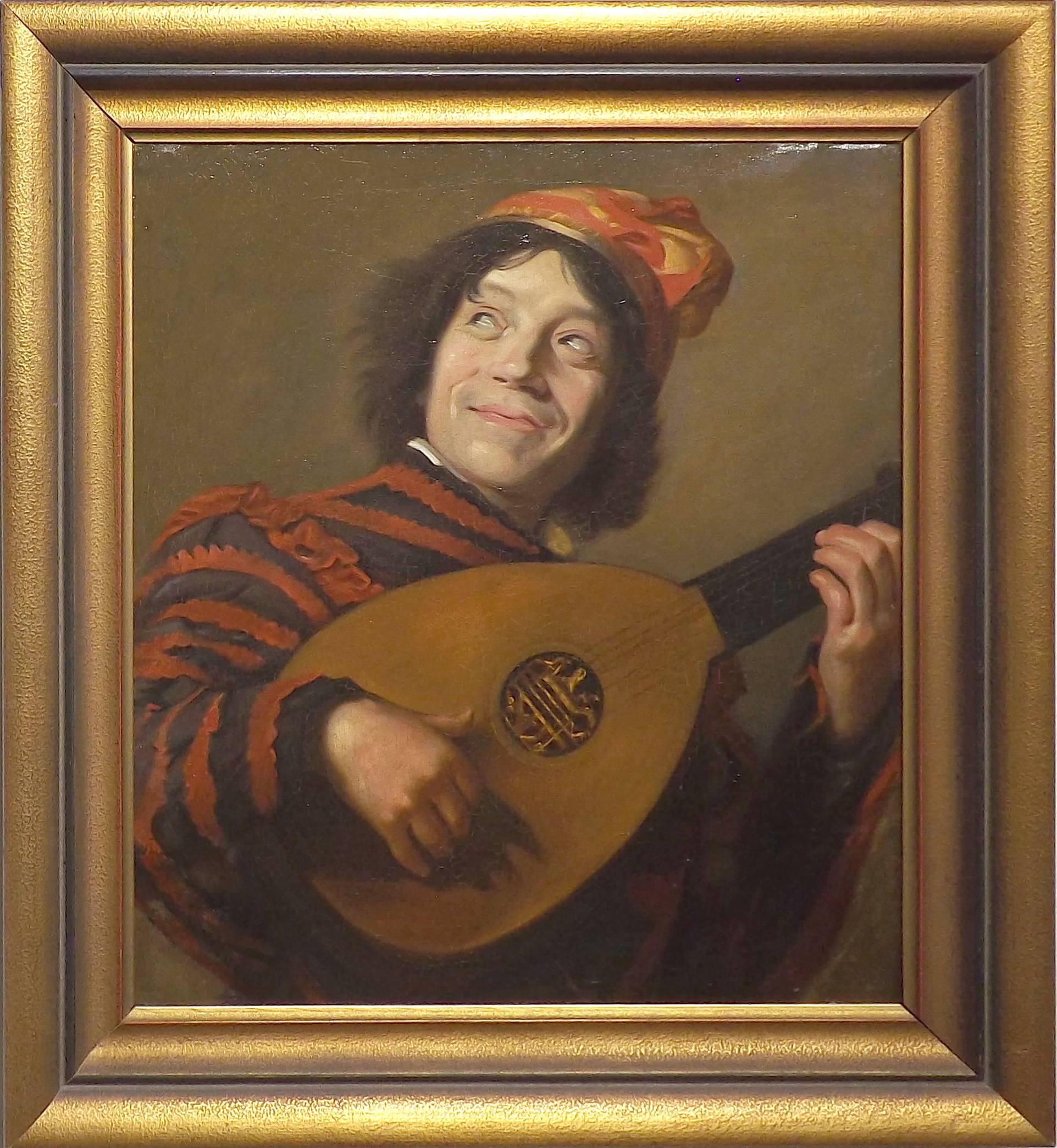 An academic study of one of Frans Hals' most famous works, done by an unknown artist. Based on technique and manufacture it dates from about 1900. As all such study pieces, this one is unsigned.

Framed in a vintage gilt frame, overall dimensions