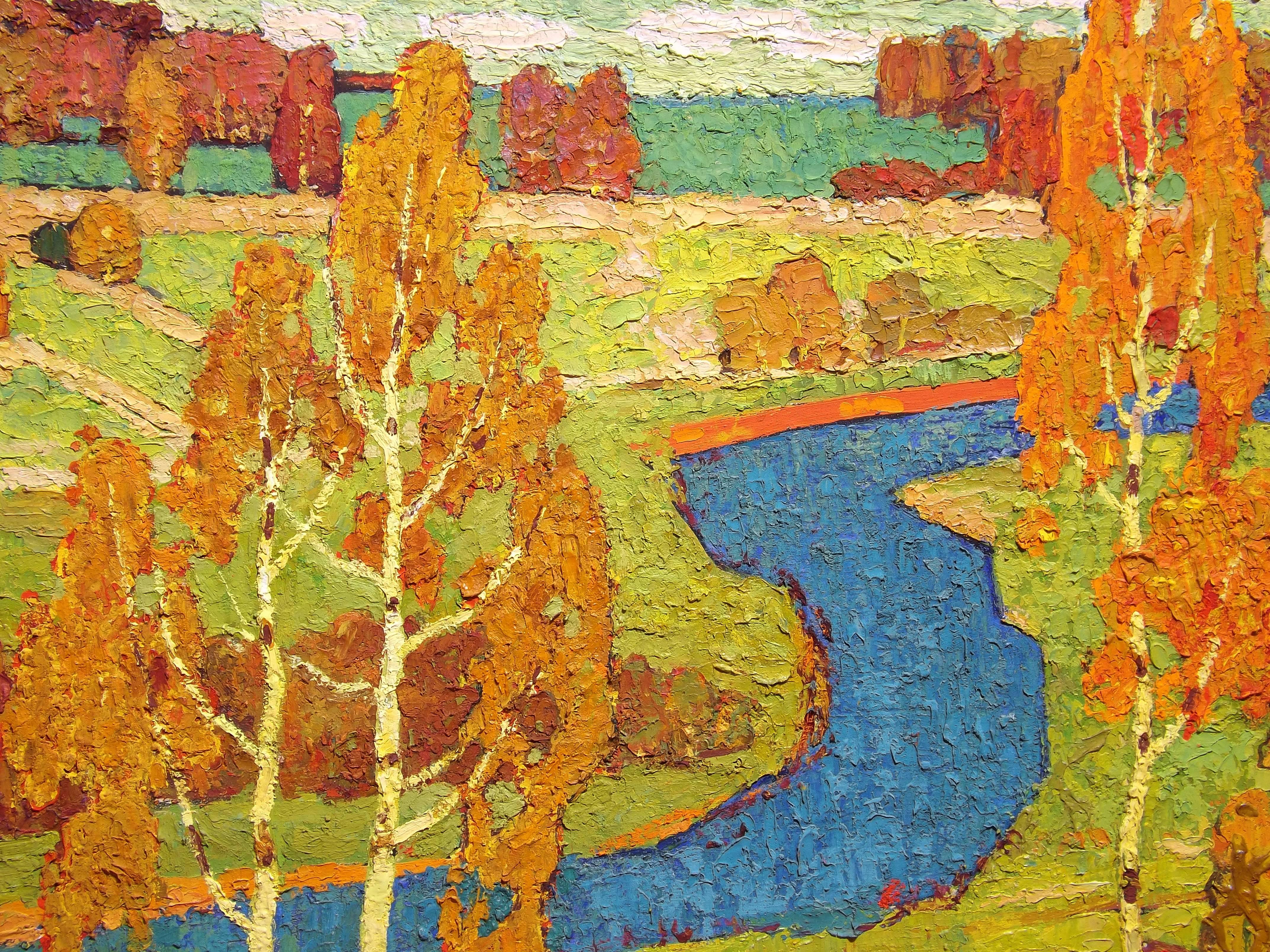 Mid-20th Century 'A View of Autumn' by Soviet Era Painter Viktor Templin, Dated 1961