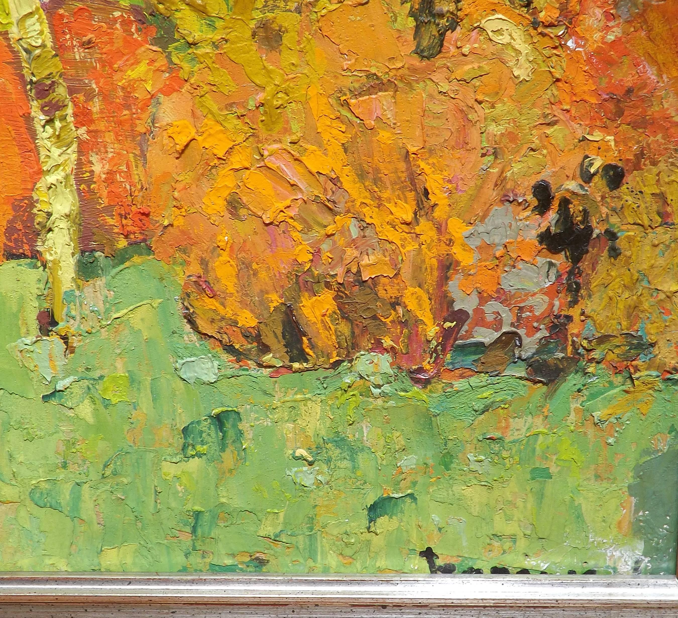 Canvas 'A View of Autumn' by Soviet Era Painter Viktor Templin, Dated 1961