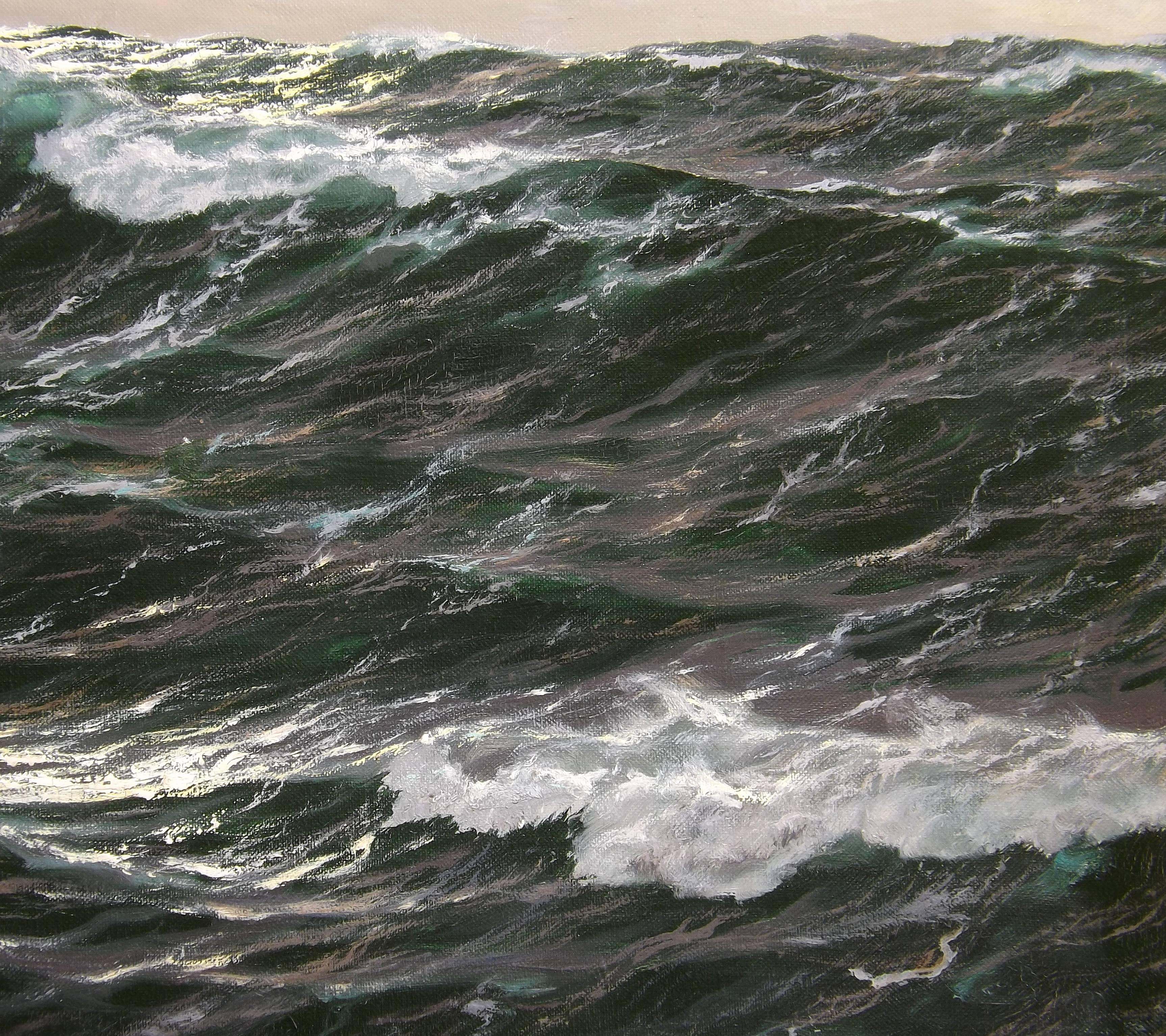 'Cresting Wave' Original Oil Painting by Patrick von Kalckreuth In Excellent Condition In Charlevoix, MI