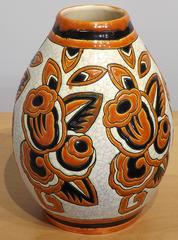Art Deco Floral Vase by Boch Freres Keramis, 1920s