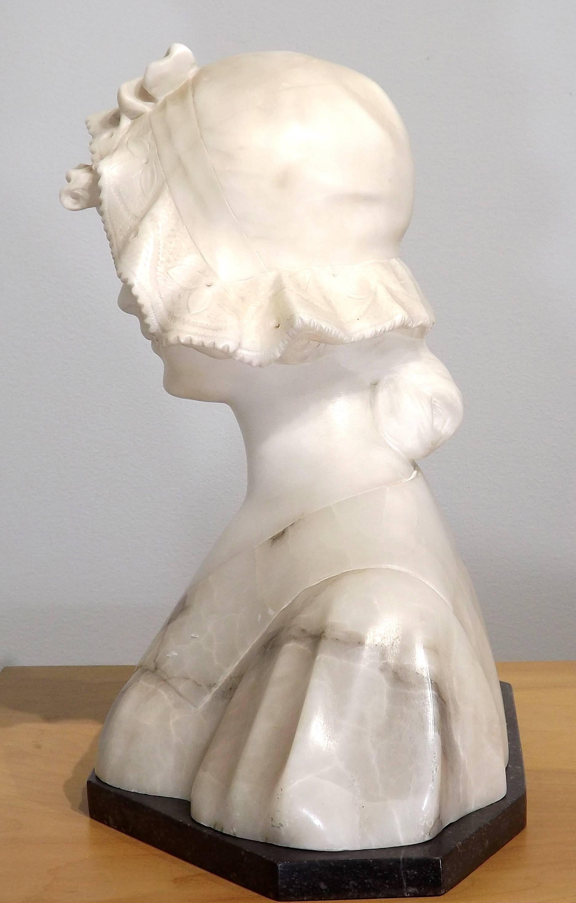 Art Nouveau 'Lady in Lace' Marble Bust by Anton Nelson, circa 1895 For Sale