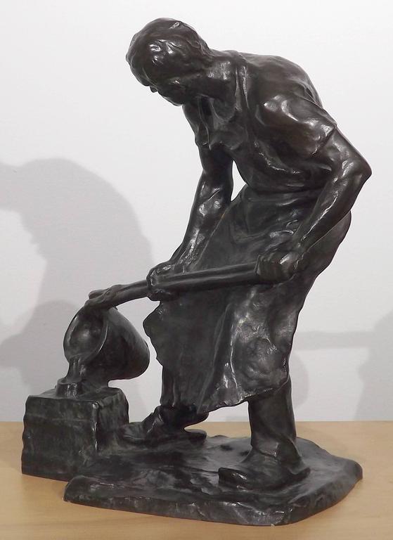 Foundry Worker Bronze Statue by Hans Muller at 1stDibs