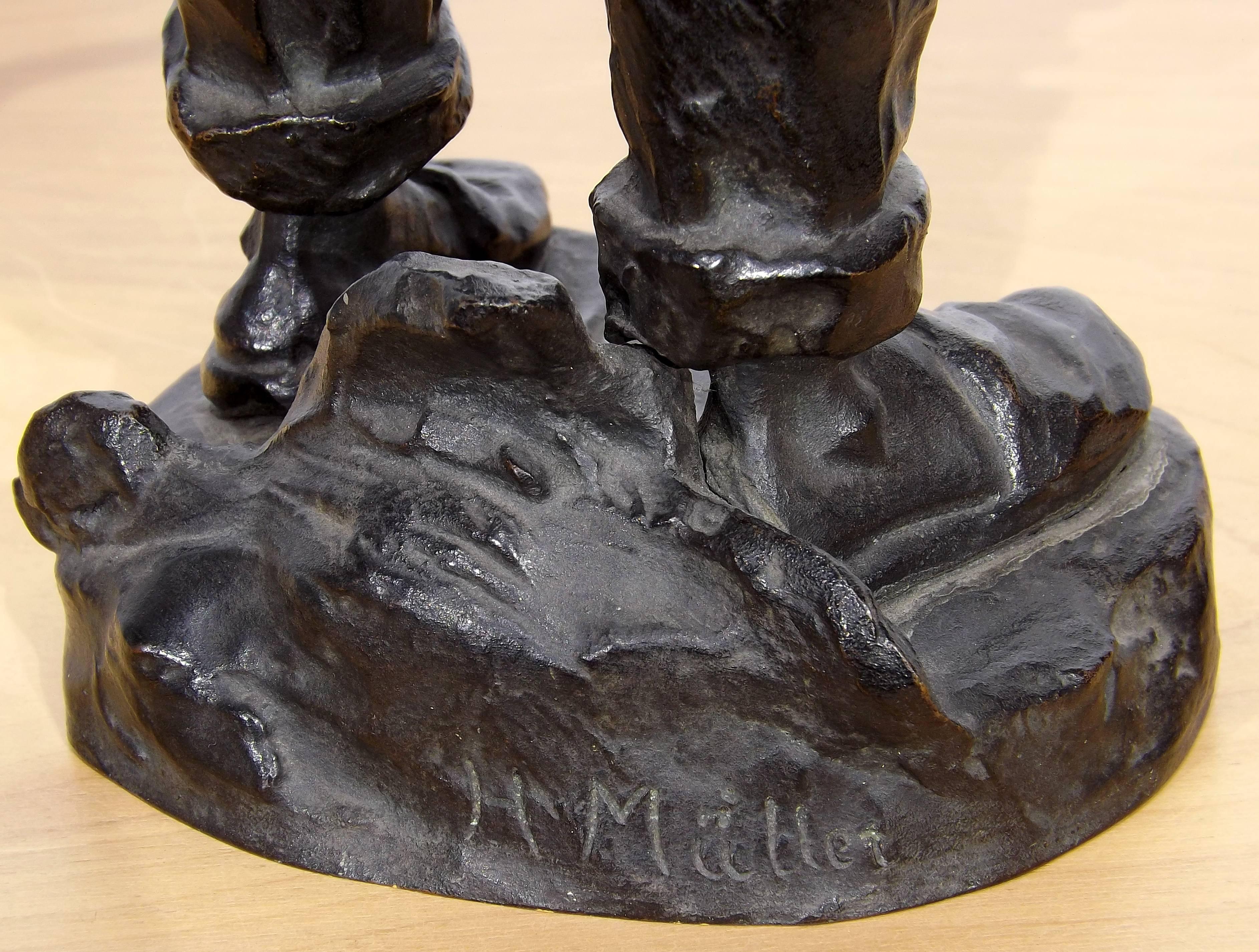 Bronze Statue of a Farmer Heading to the Field by Hans Muller 1