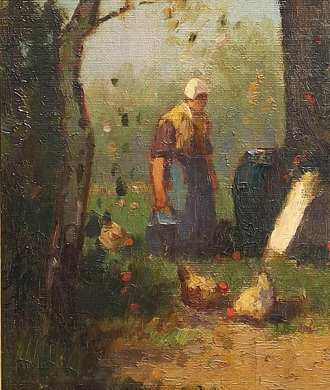 Dutch Farm Chores Painting by Jan Knikker Jr