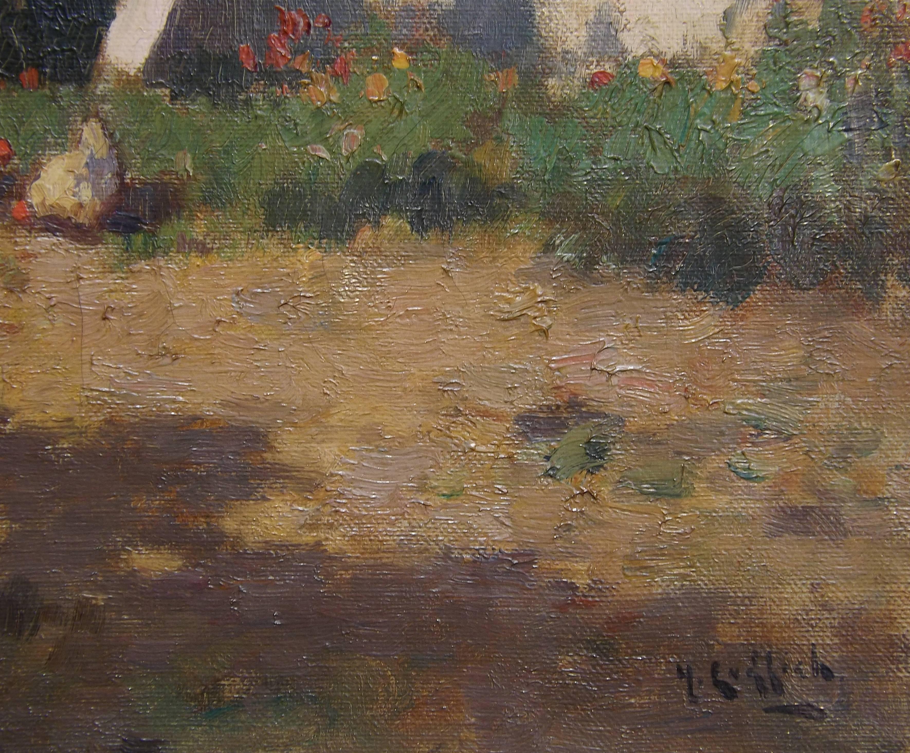 Mid-20th Century Farm Chores Painting by Jan Knikker Jr