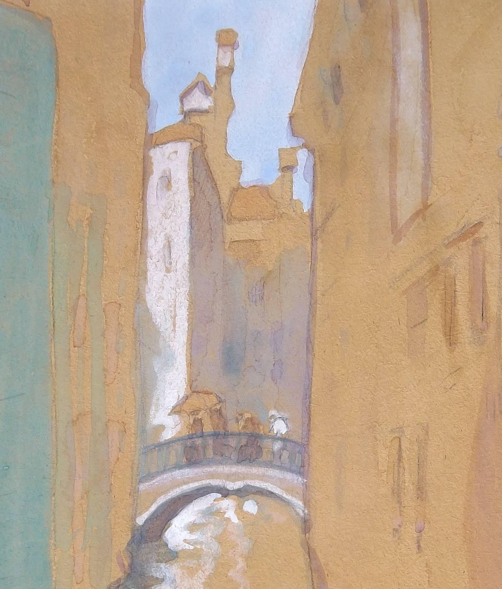 Venice, Painted by Anita Willets-Burnham, Dated 1920 In Excellent Condition For Sale In Charlevoix, MI