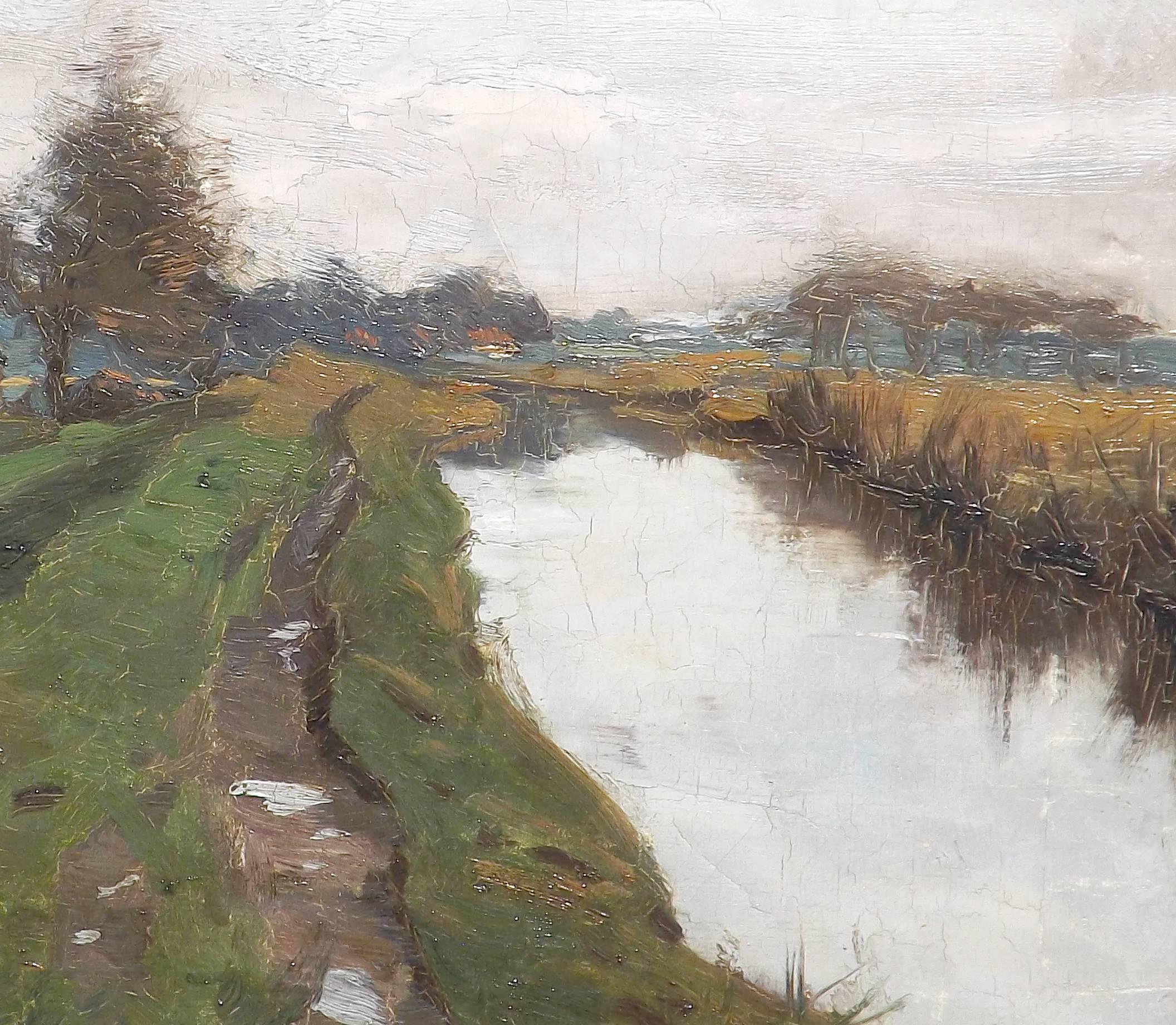 Landscape Painting of Paterswolde, the Netherlands by Jacob Madiol In Fair Condition In Charlevoix, MI