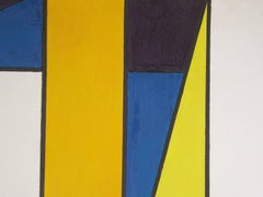 Abstract Oil Painting by Johanna Bal, in the Style of Piet Mondrian