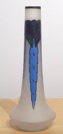 French Art Deco Enameled Vase by Leune