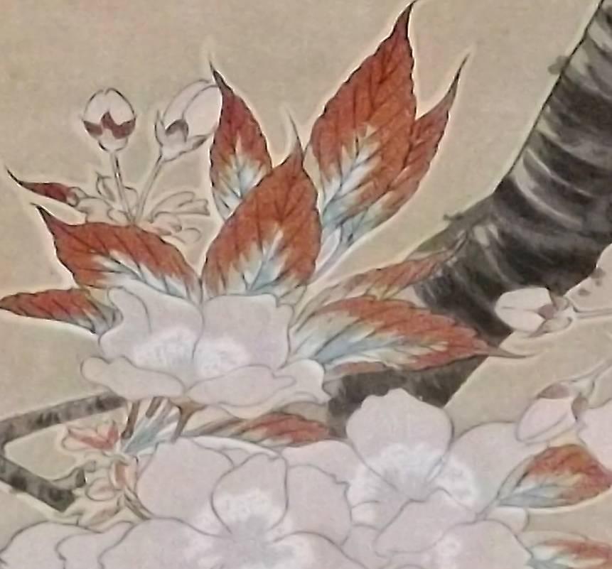 Mid-20th Century Japanese Woodblock Print of Cherry Blossoms by Kawarazaki Shodo For Sale