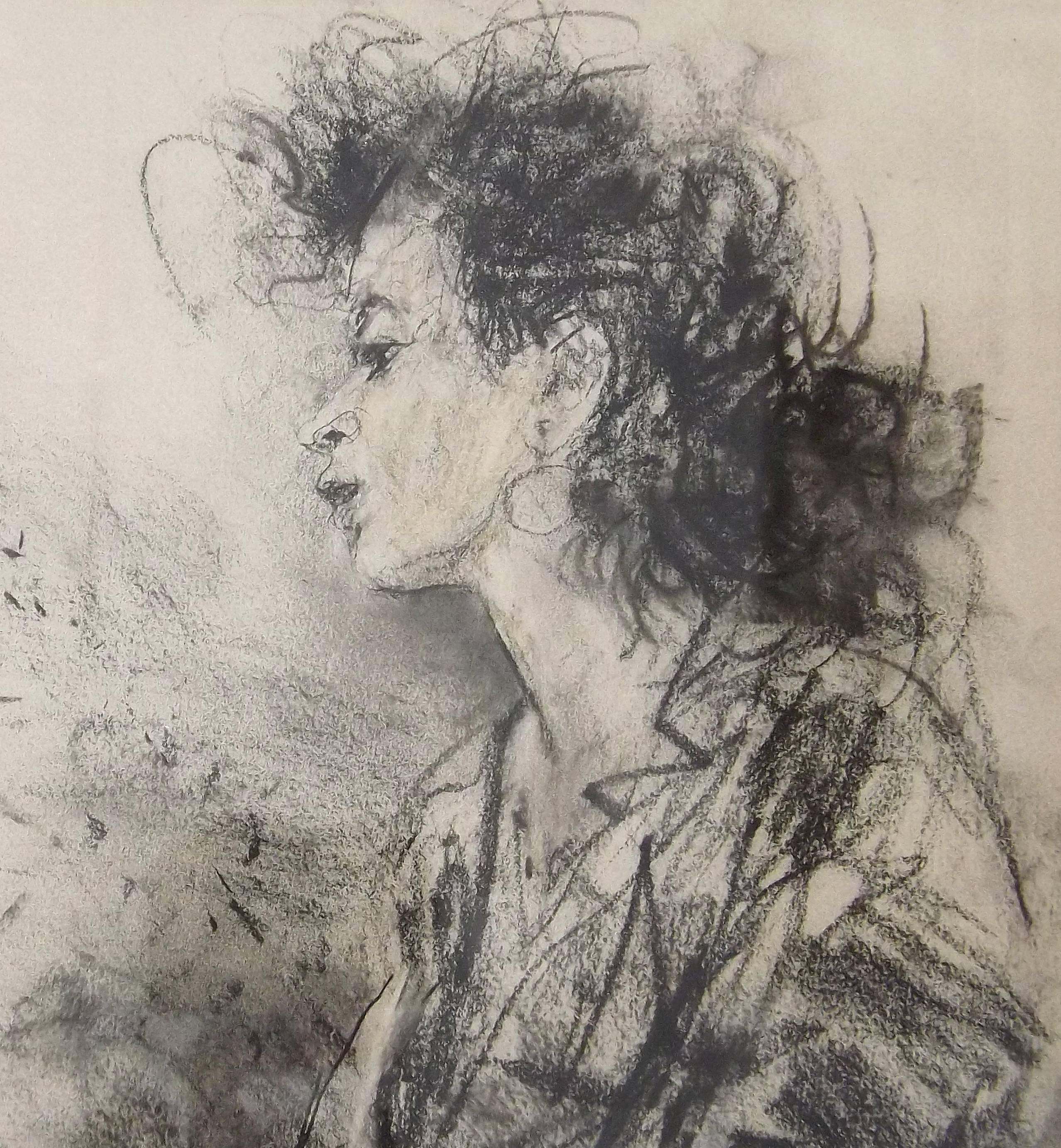 Dutch Portrait of Marilyn Mazur by Piet Klaasse, Dated 1987 For Sale