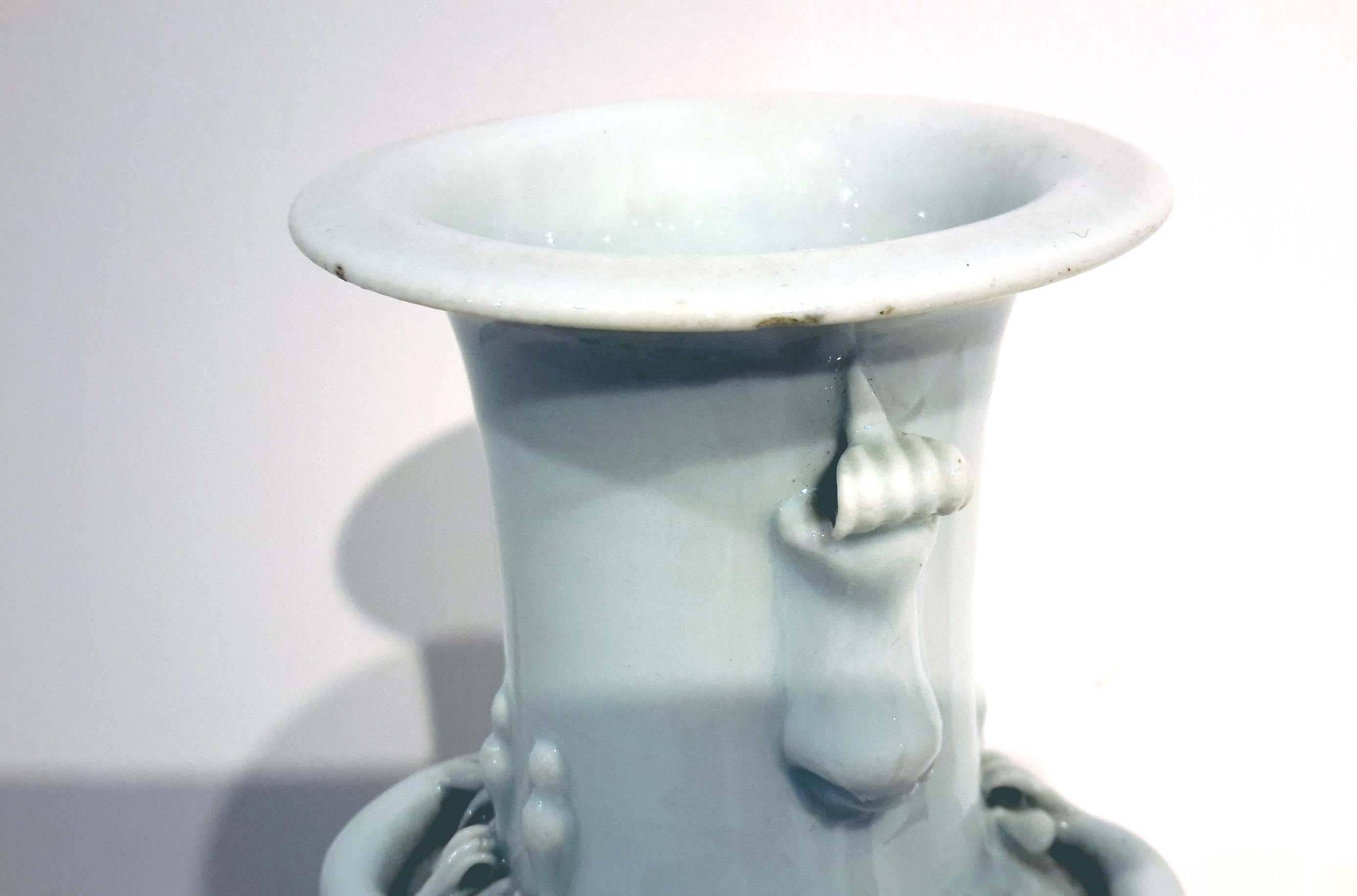 Chinese White Glazed Canton Vase Republic Period For Sale 1