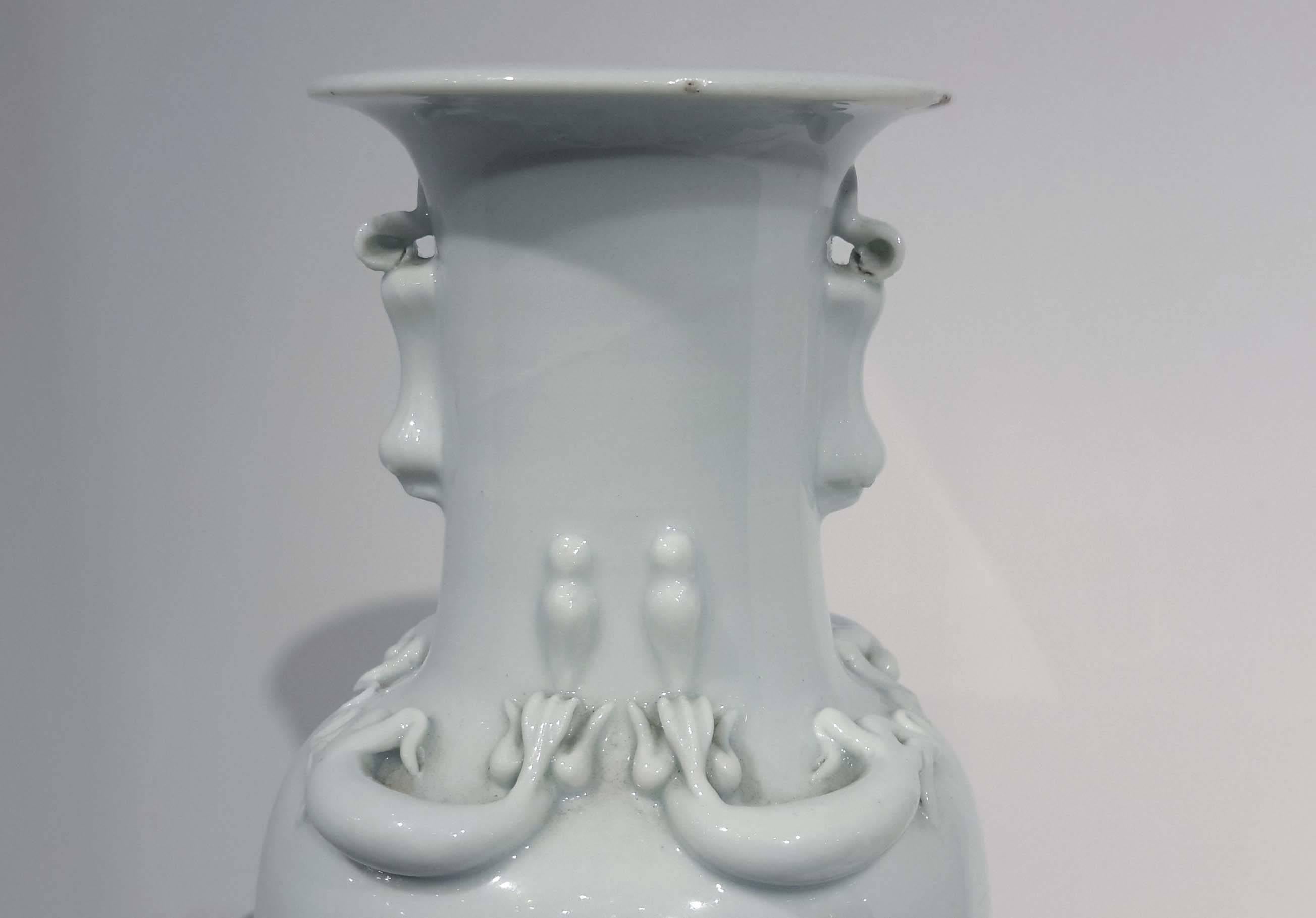 20th Century Chinese White Glazed Canton Vase Republic Period For Sale