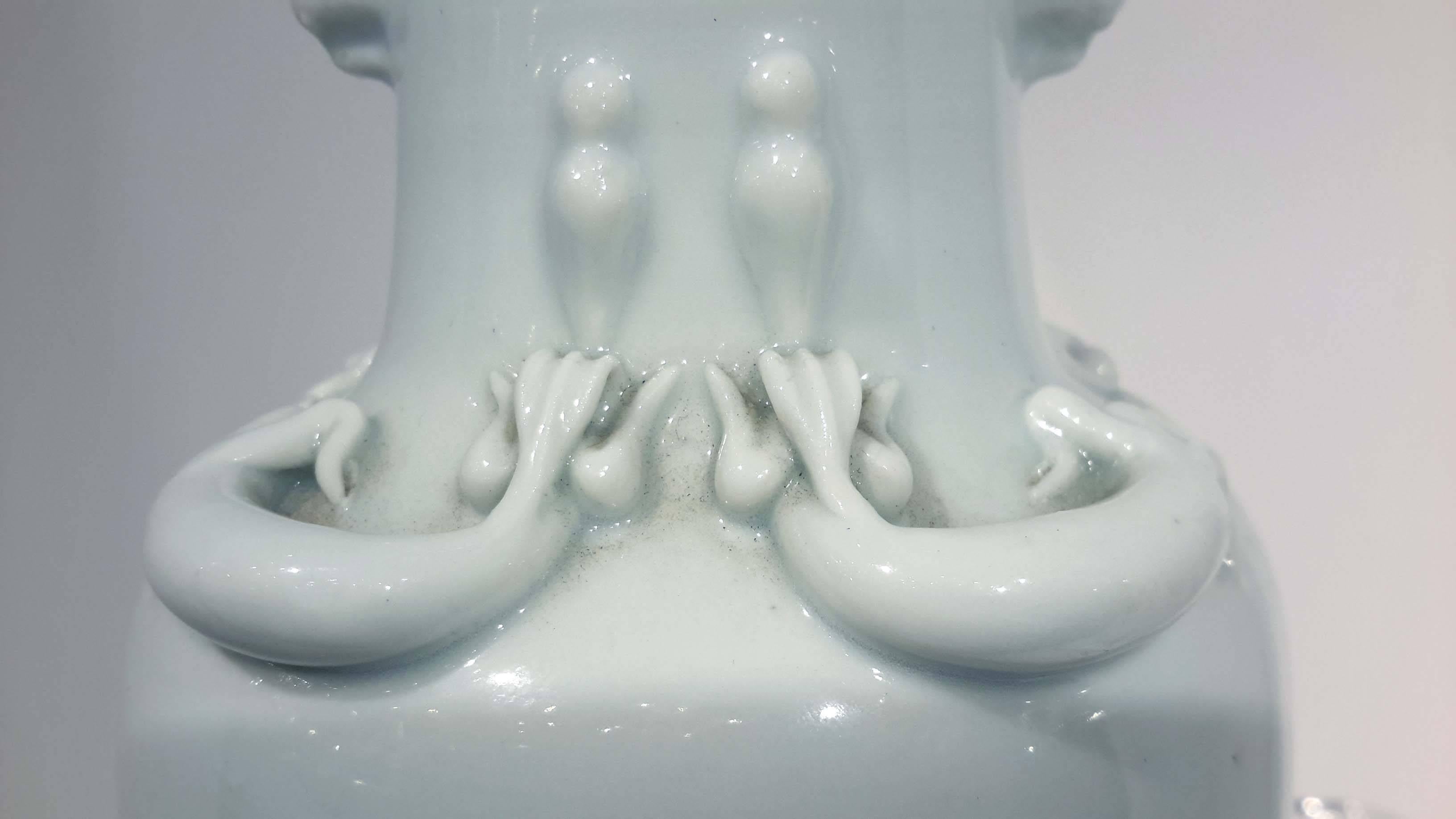 Porcelain Chinese White Glazed Canton Vase Republic Period For Sale