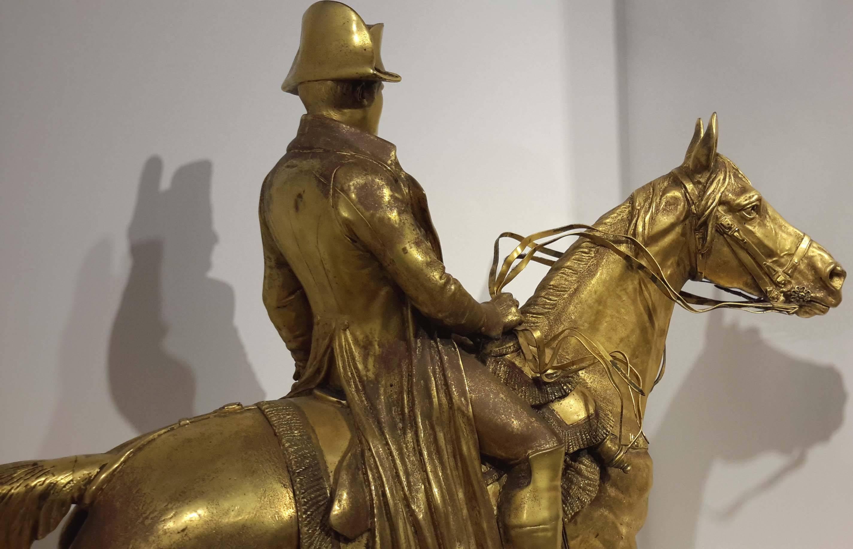 Napoleon III Louis-Marie Morise, Gilt Bronze Napoleon Bonaparte on Horse, 19th Century