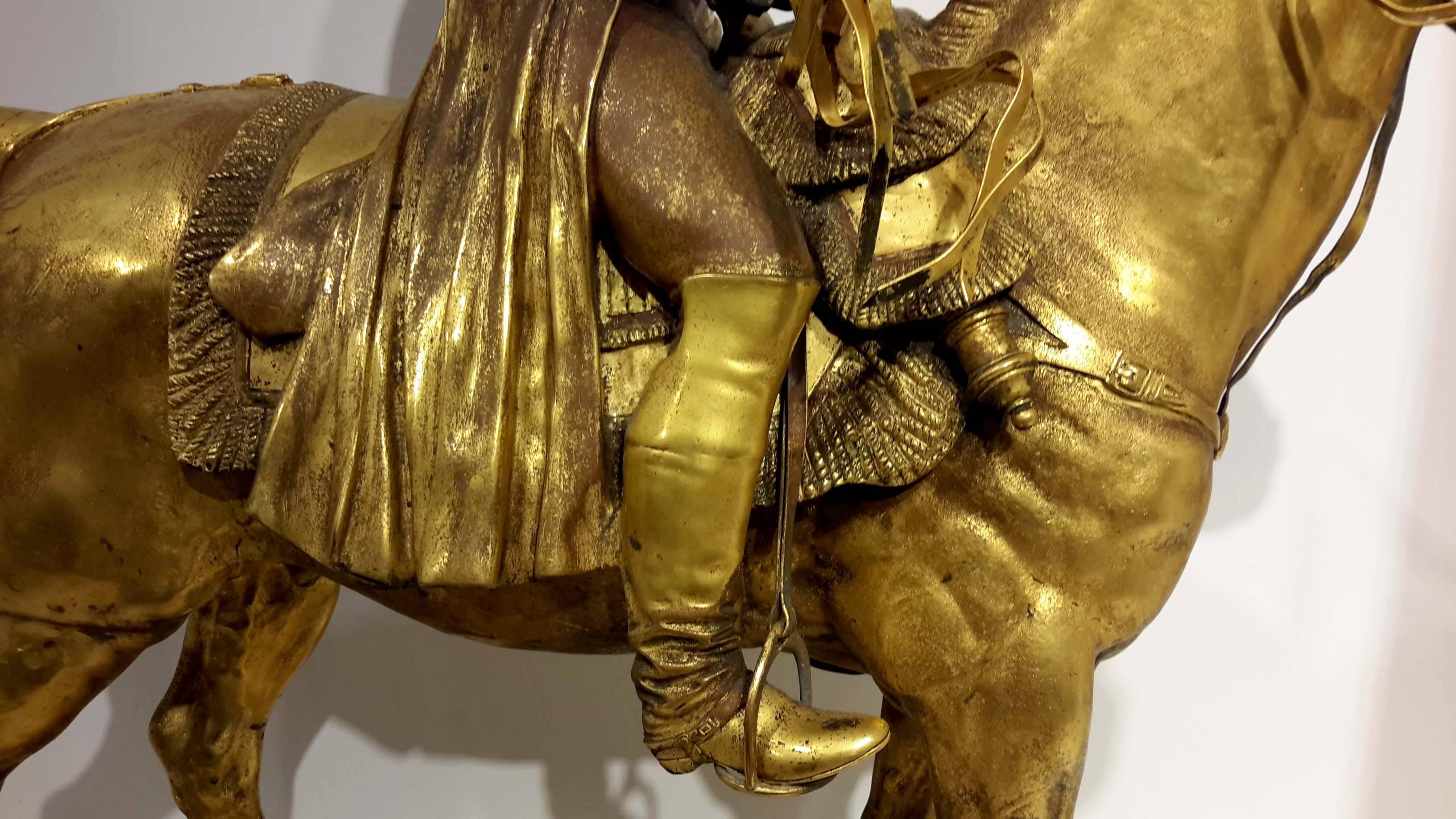 Louis-Marie Morise, Gilt Bronze Napoleon Bonaparte on Horse, 19th Century In Good Condition In New York, NY