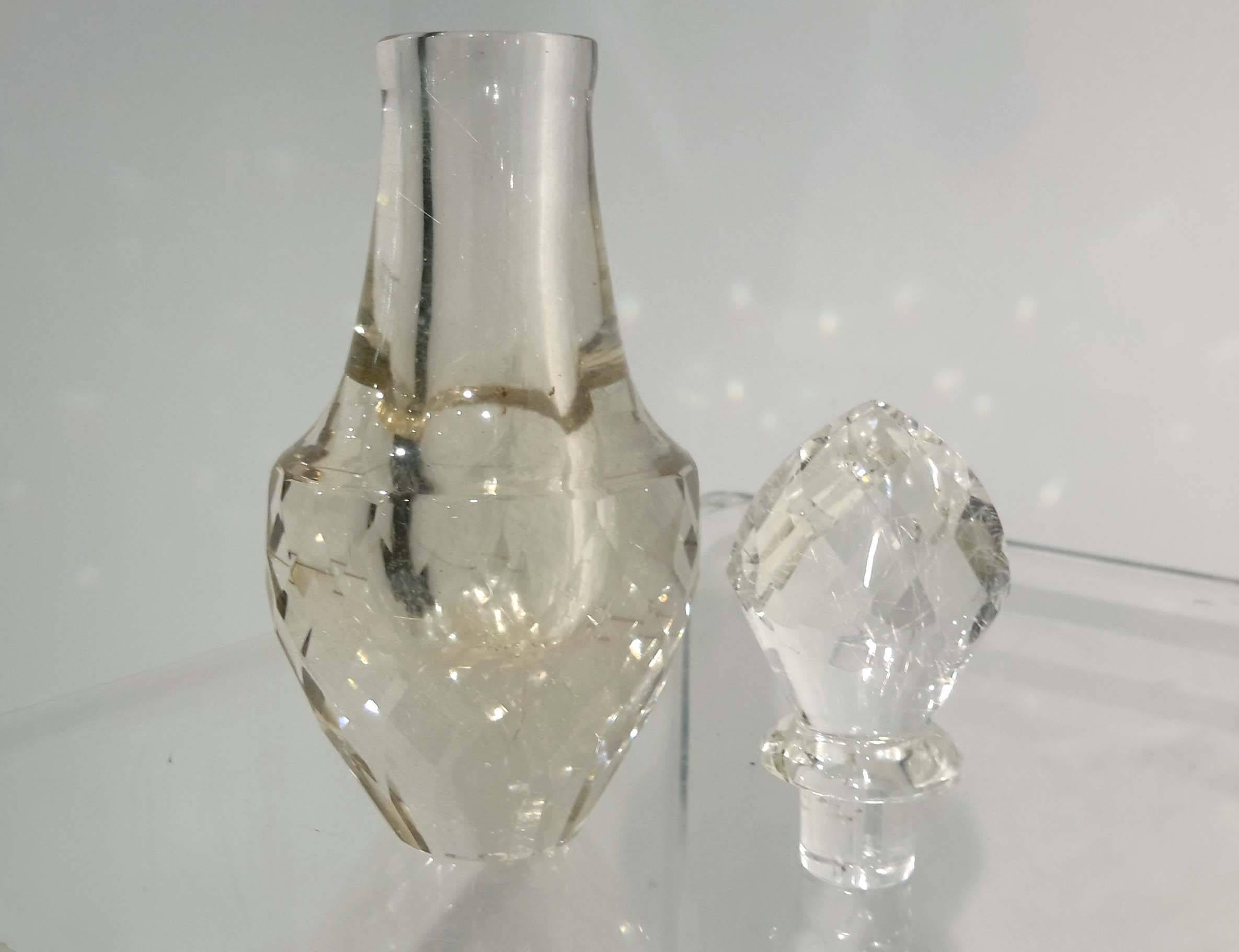 Italian Pair of Rutilated Quartz, Carved Rock Crystal Scent Bottles For Sale