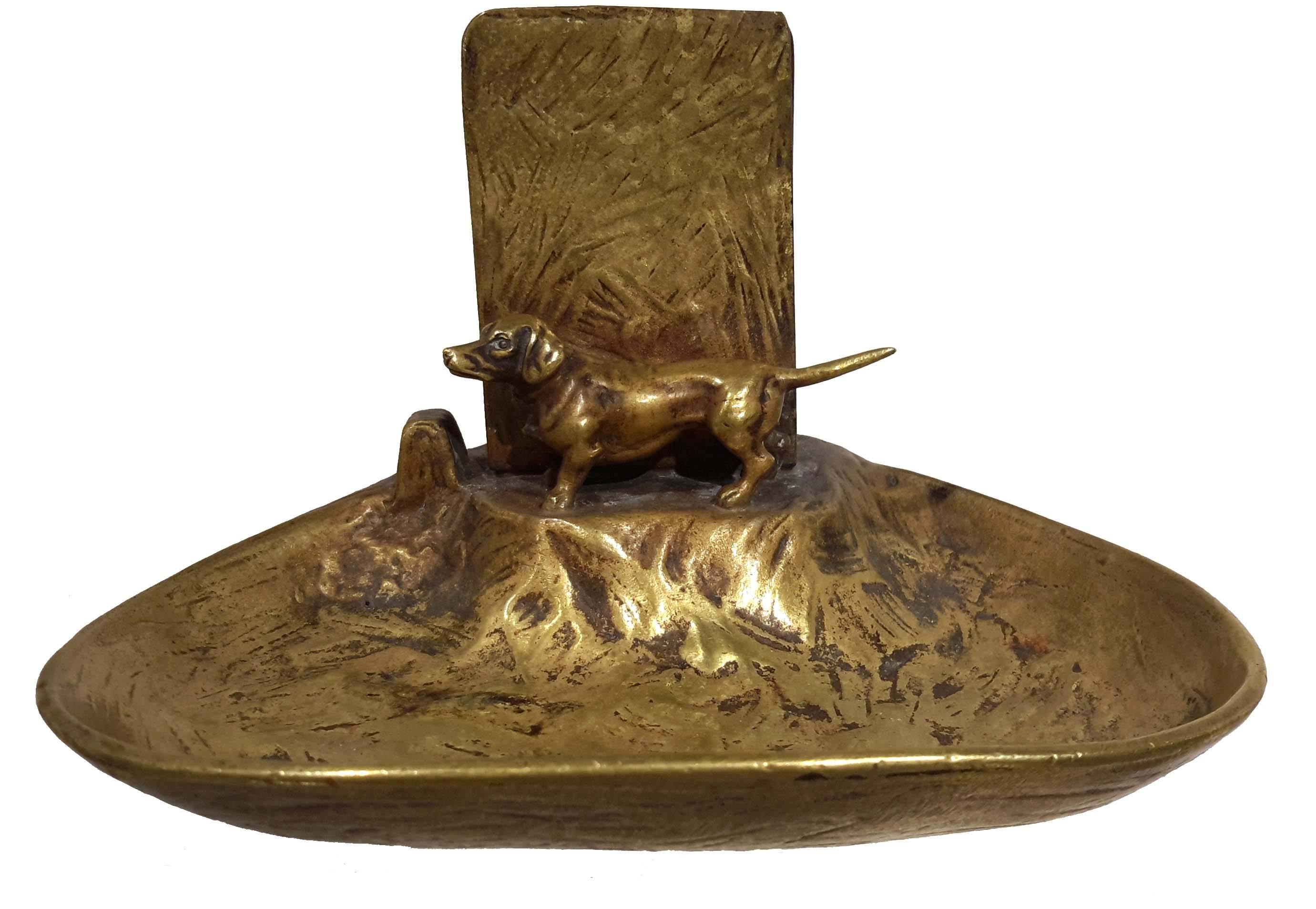 19th Century 19 Century Austrian Bronze Desk/Smoking Set with Dachshunds, Signed