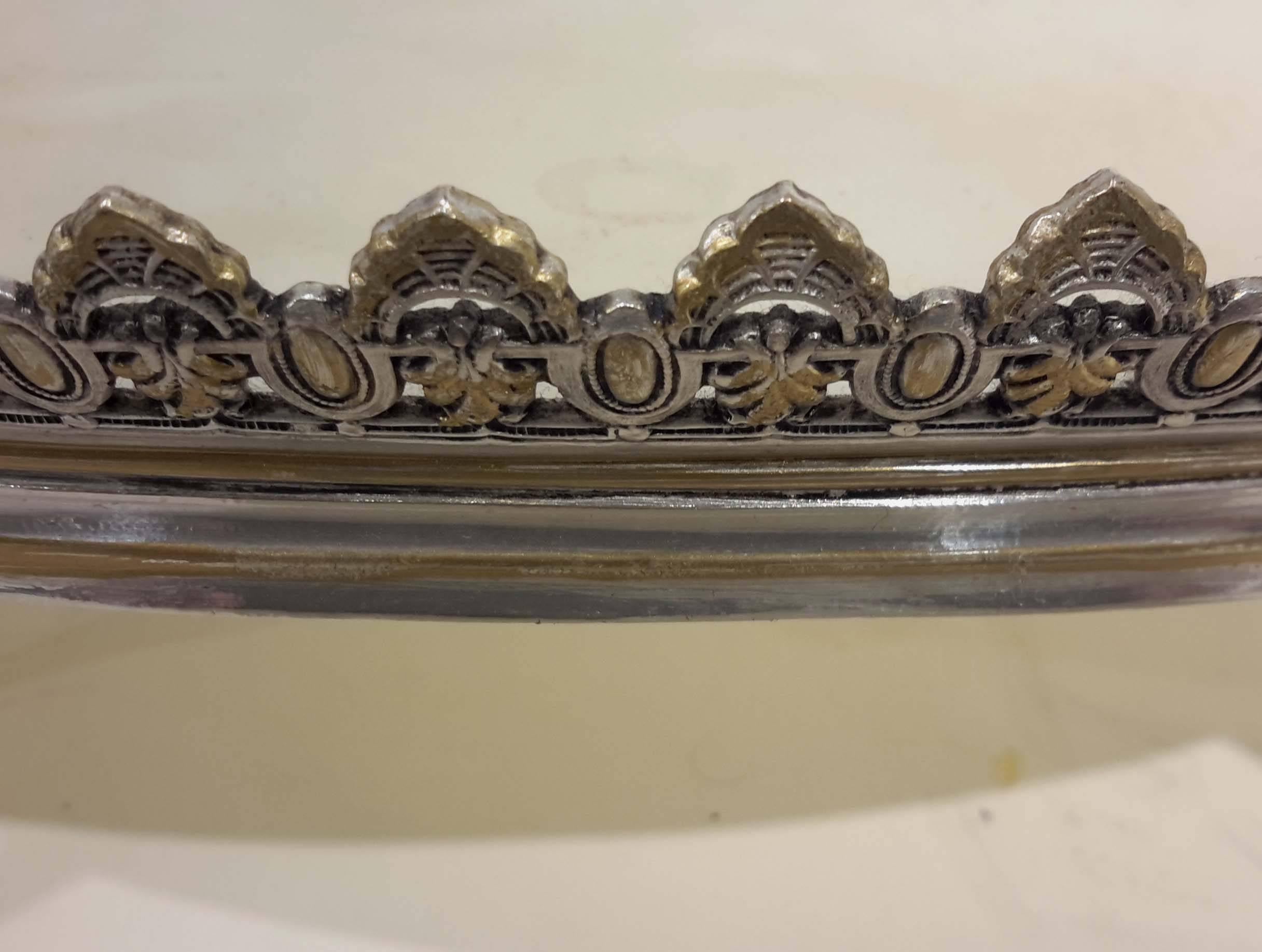 19th Century French Japonisme Silvered Bronze and Marble Plateau Centerpiece 3