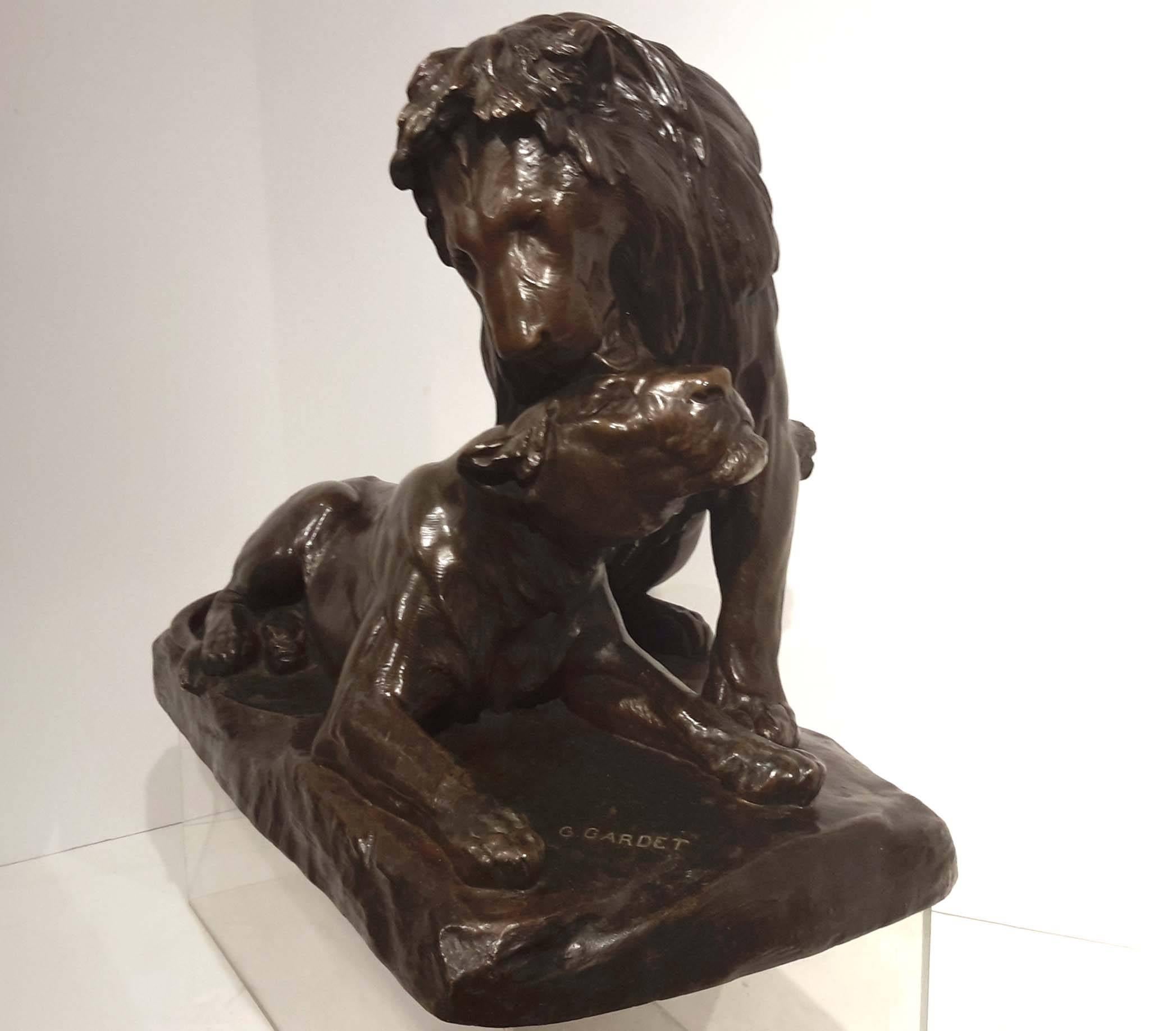 Georges Gardet, French, 1863-1939. Lion et Lionne. Signed 