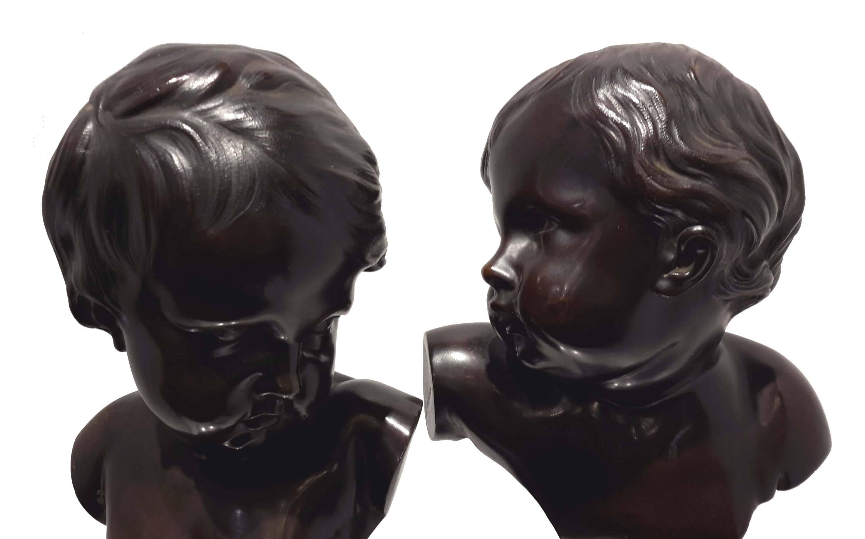Pair of French 19th Century Bronze Busts after Francois Duquesnoy In Good Condition In New York, NY