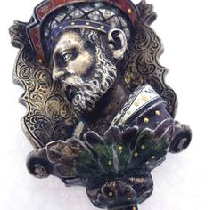 Sterling Silver Enameled Figural Locket, Austrian, circa 1890
