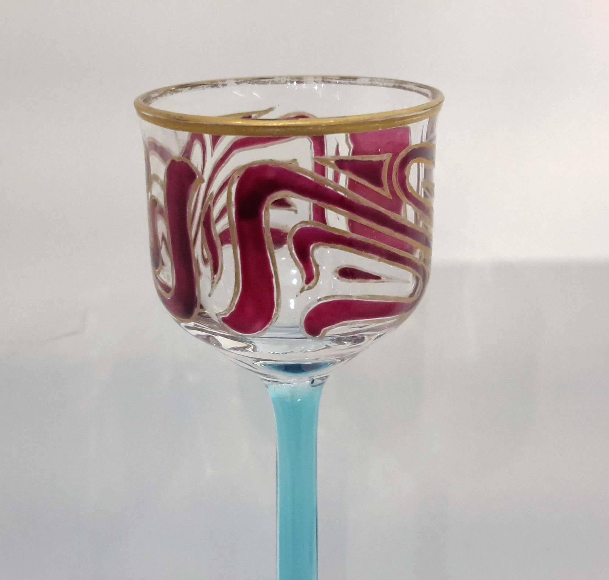 Enameled Rare Meyr's Neffe Tiger Pattern Liquor Glass, circa 1900