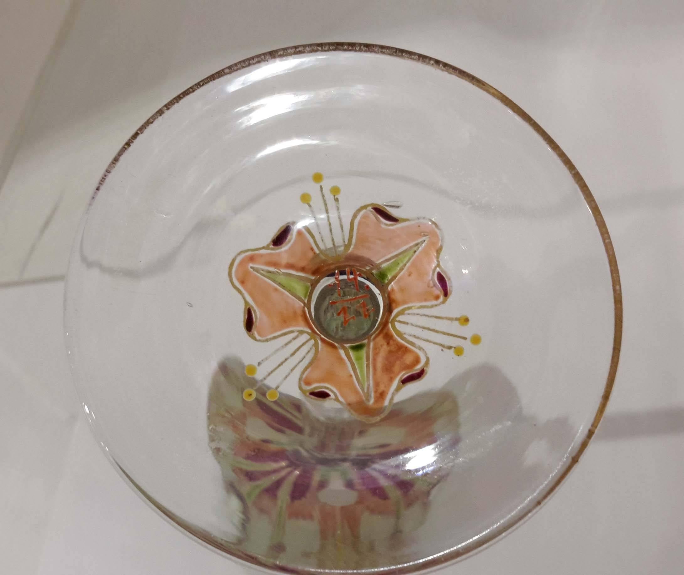 Meyr's Neffe Flower Form Hand Enameled Wine Goblet, circa 1900 1