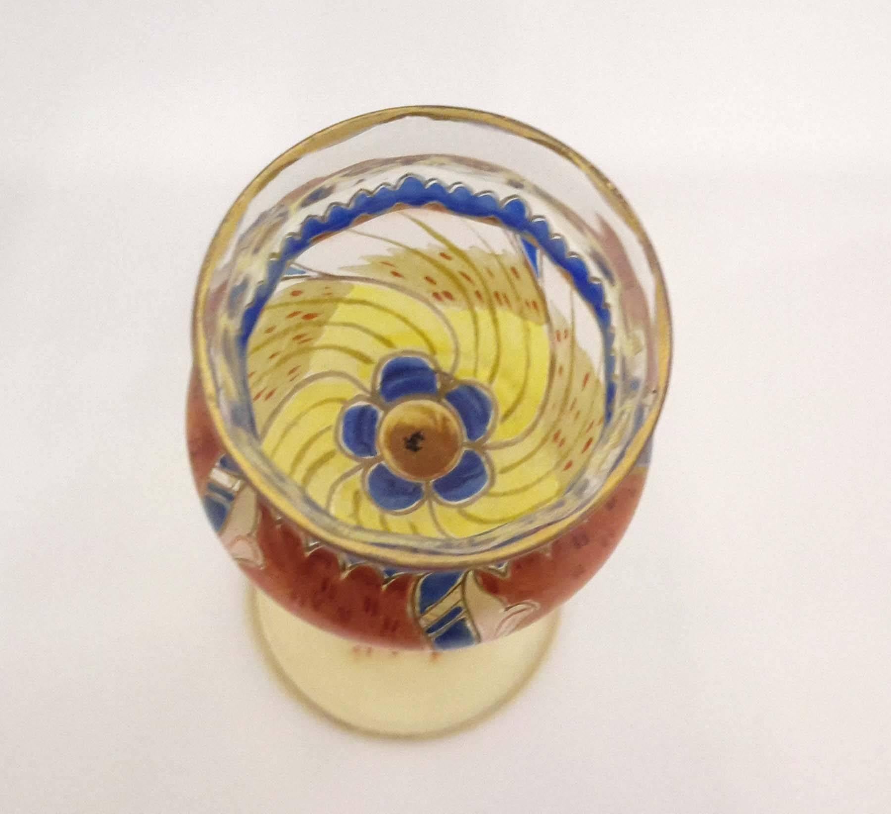 Rare Meyr's Neffe Enameled Flower Form Liqueur Glass In Good Condition In New York, NY