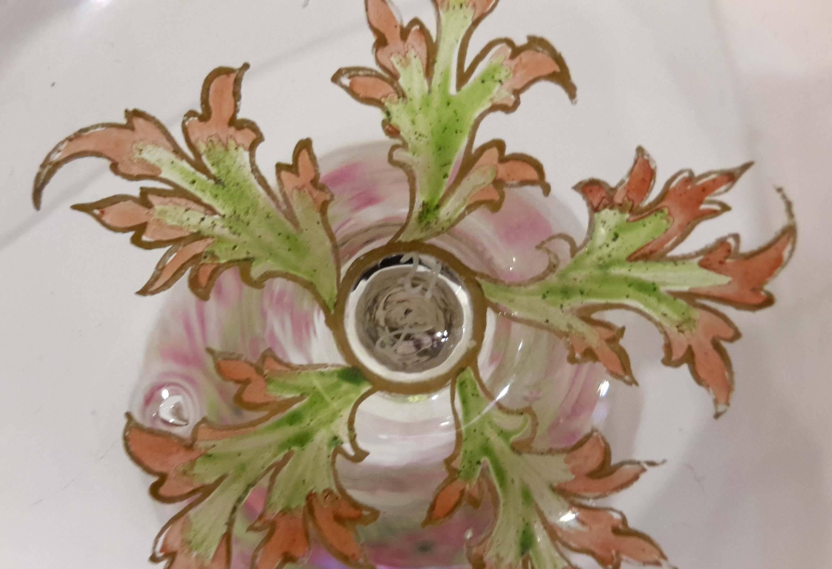 Glass Rare Monumental Meyr's Neffe Hand Enameled 'Flower Form' Champagne Goblet