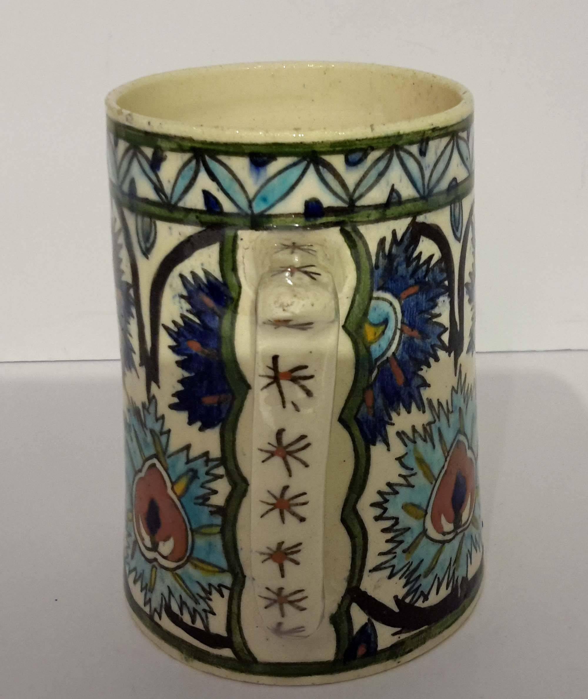 French Samson Iznik Style Islamic Ceramic Mug, circa 1900 In Good Condition In New York, NY